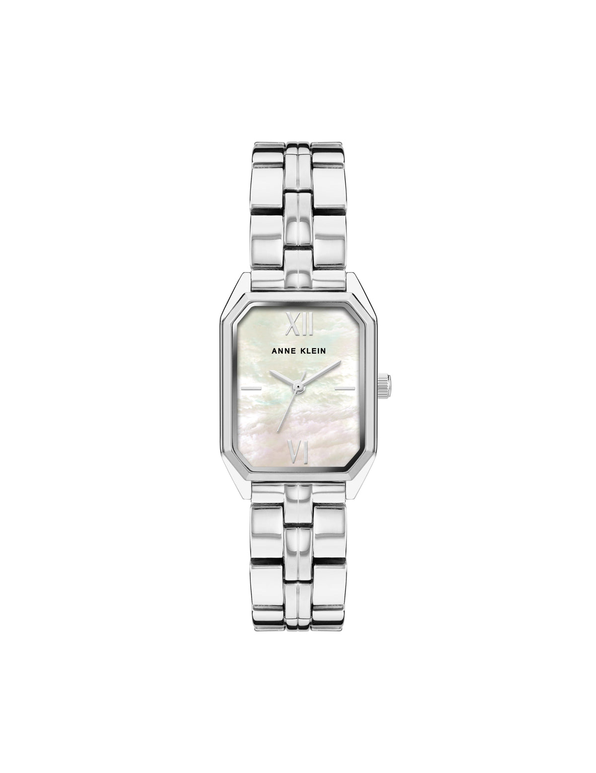 Anne Klein Mother-of-pearl/Silver Octagonal Metal Bracelet Watch