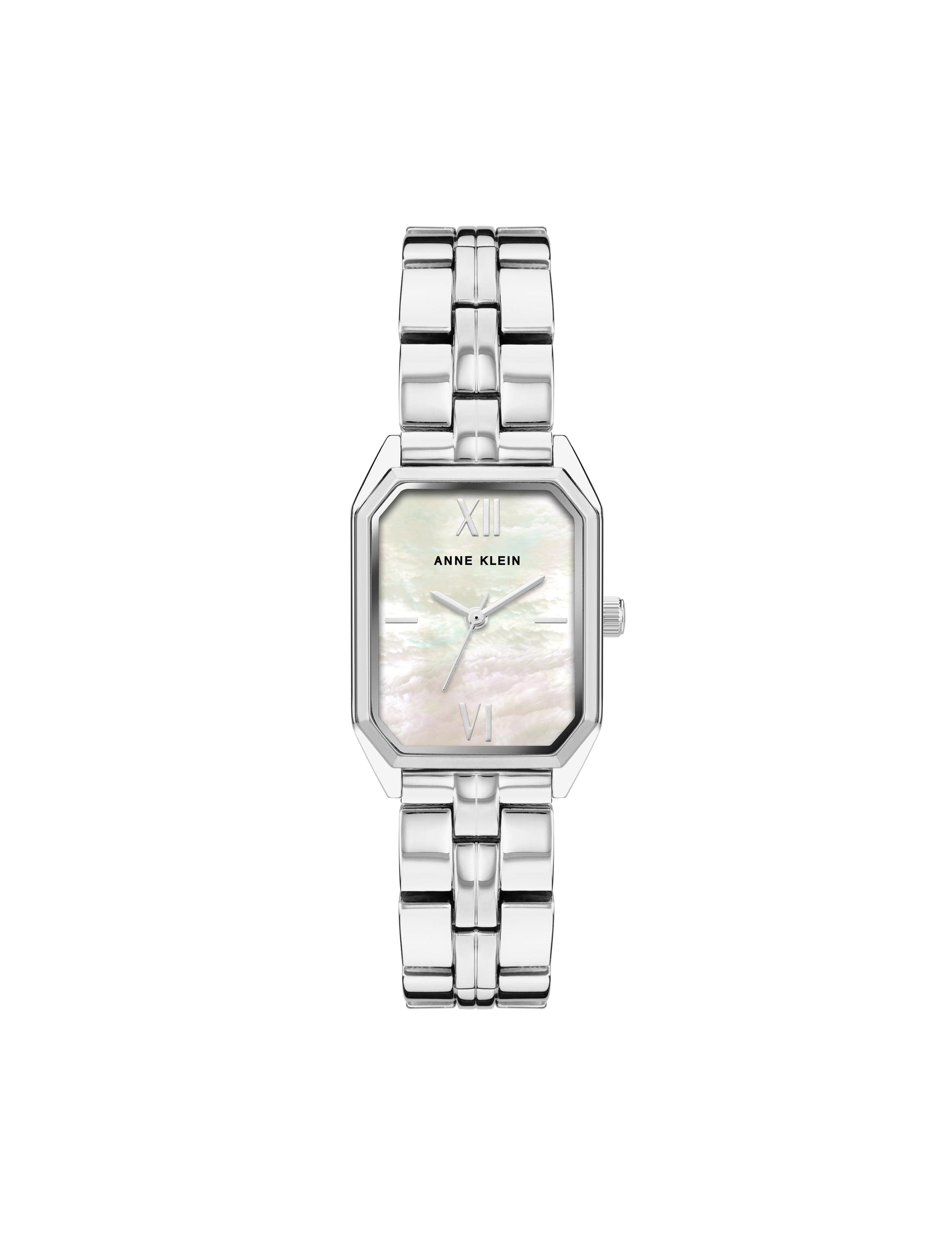 Anne Klein Mother-of-pearl/Silver Octagonal Metal Bracelet Watch