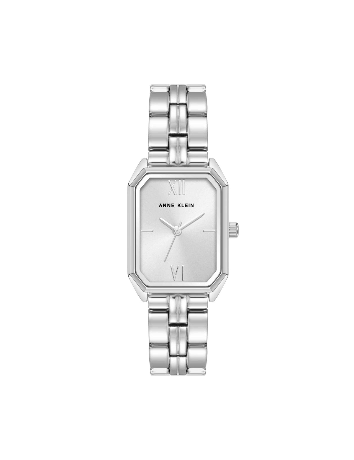 Anne Klein Silver-Tone Octagonal Shaped Metal Bracelet Watch