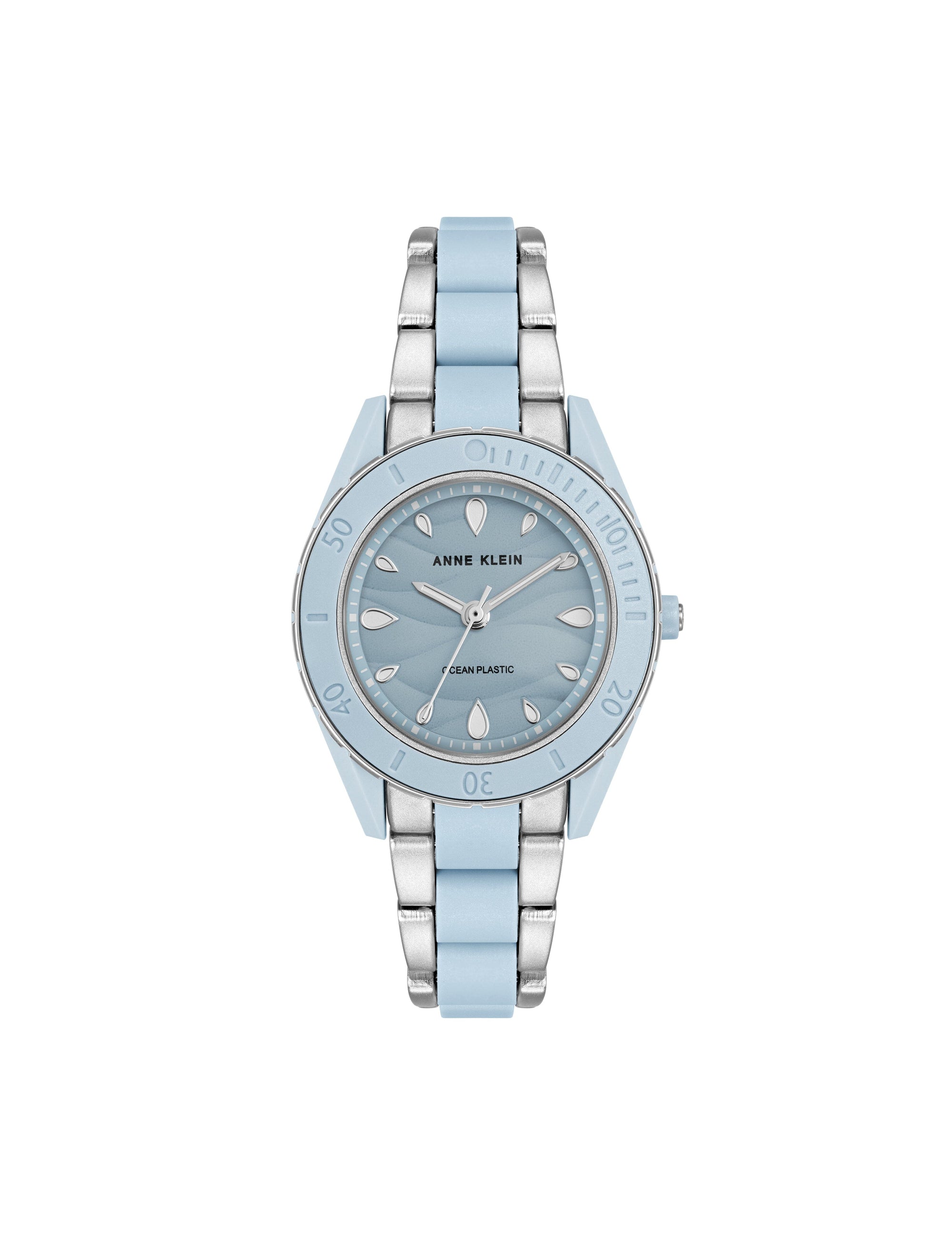 Anne Klein Light Blue/Silver-Tone Consider It Recycled Ocean Plastic Bracelet Watch