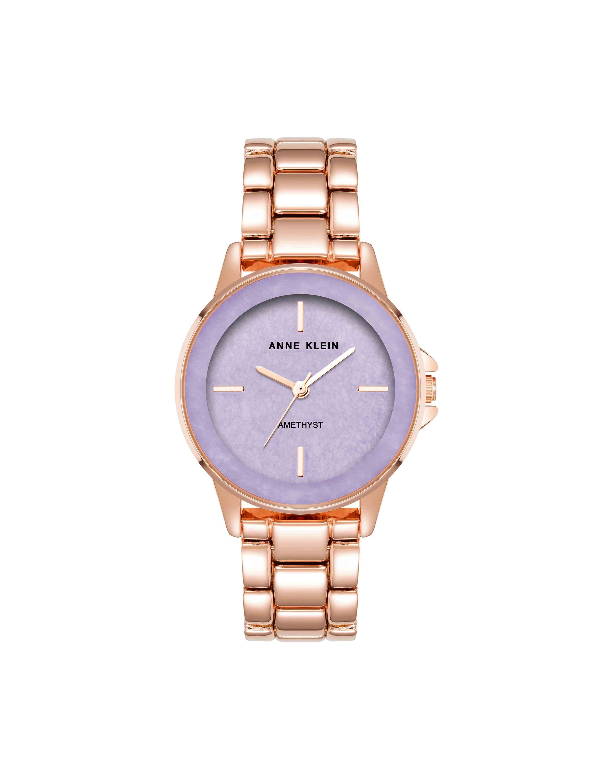 Anne Klein Purple/Rose Gold-Tone Gemstone Dial Bracelet Watch