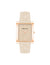 Anne Klein Ivory/Rose Gold-Tone Rectangular Case Quilted Leather Band Watch