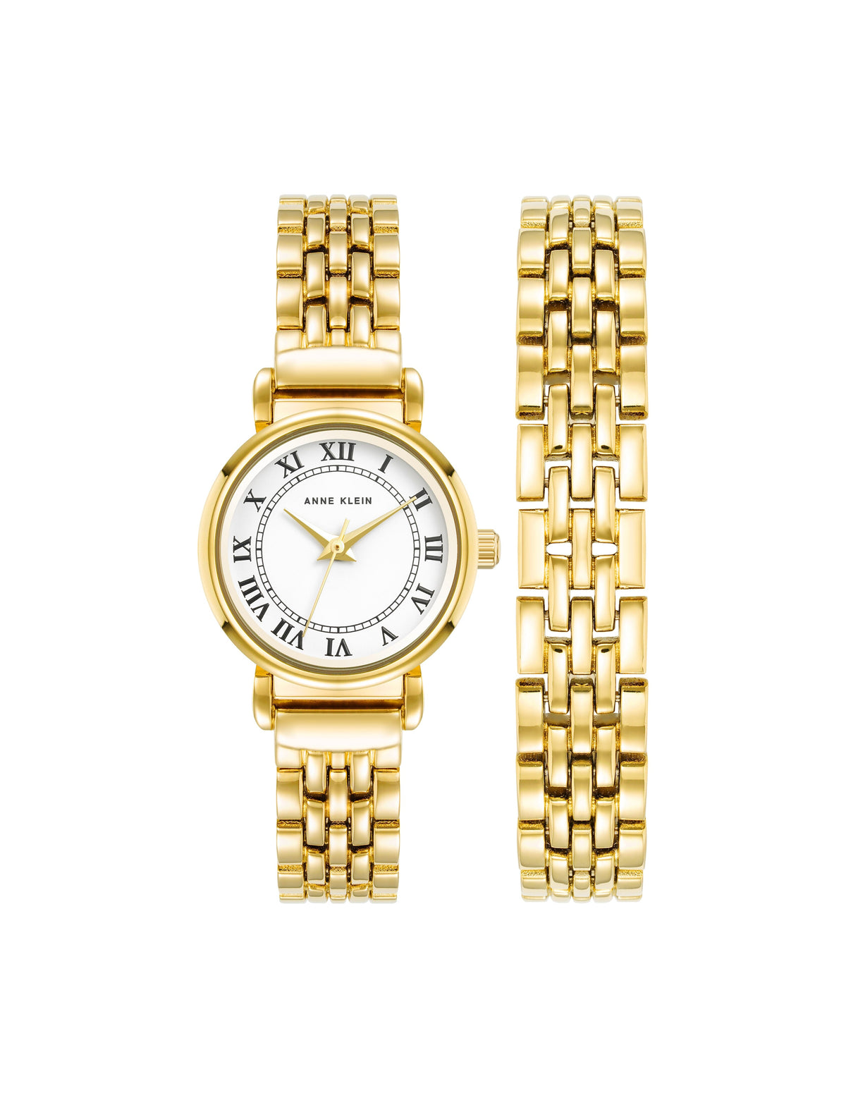 Anne Klein Gold-Tone Roman Numeral Dial Bracelet Watch Set