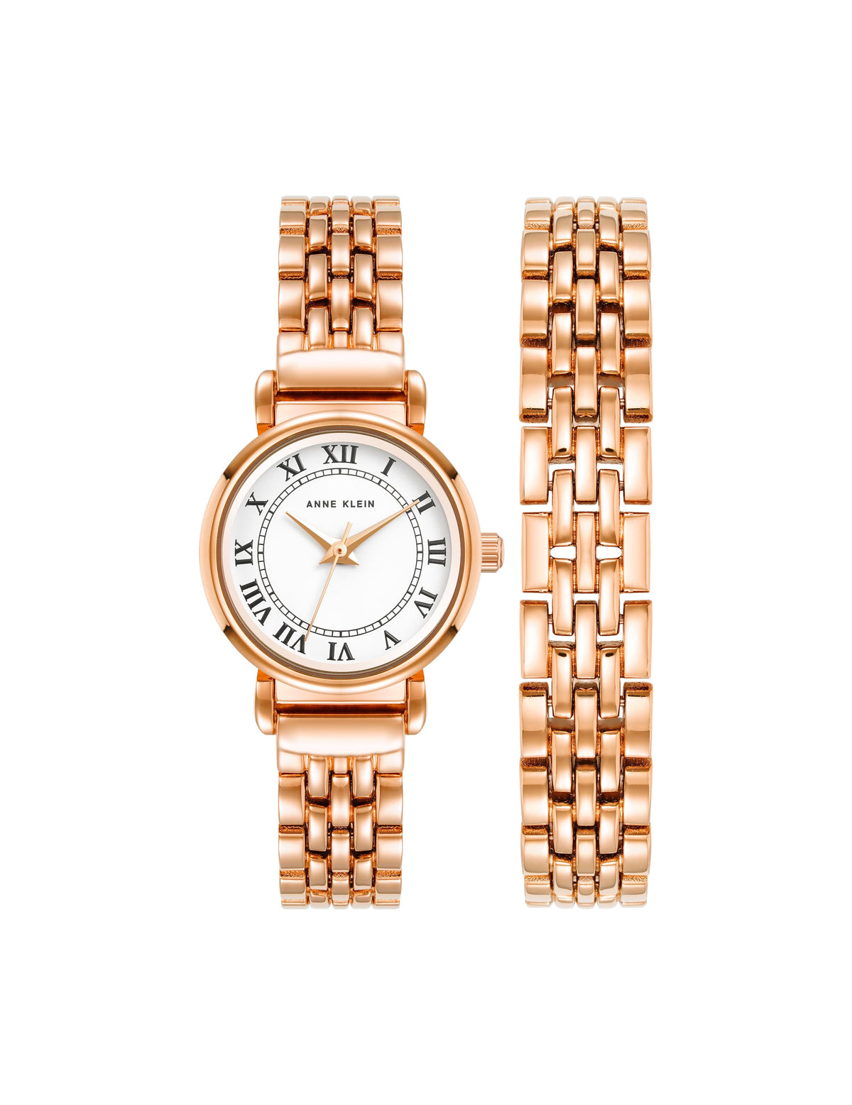 Anne Klein Rose Gold-Tone Roman Numeral Dial Bracelet Watch Set