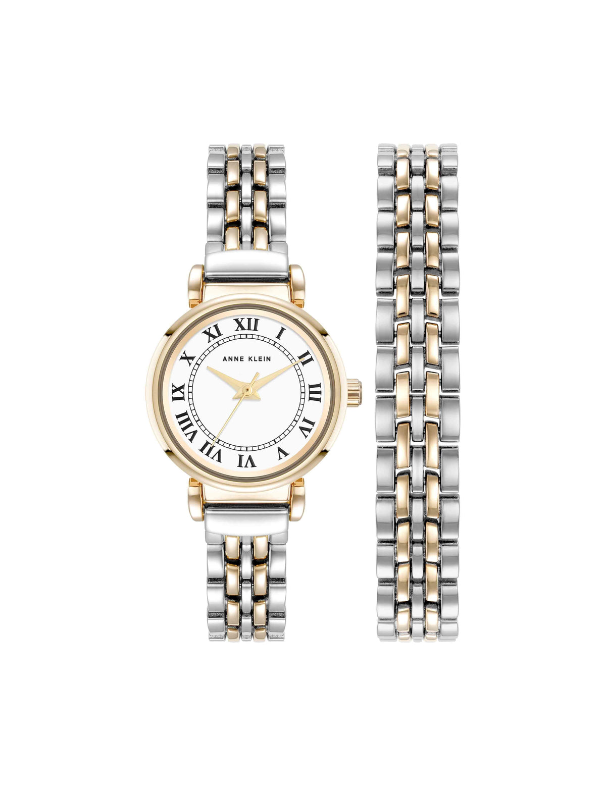 Anne Klein Two-Tone Roman Numeral Dial Bracelet Watch Set