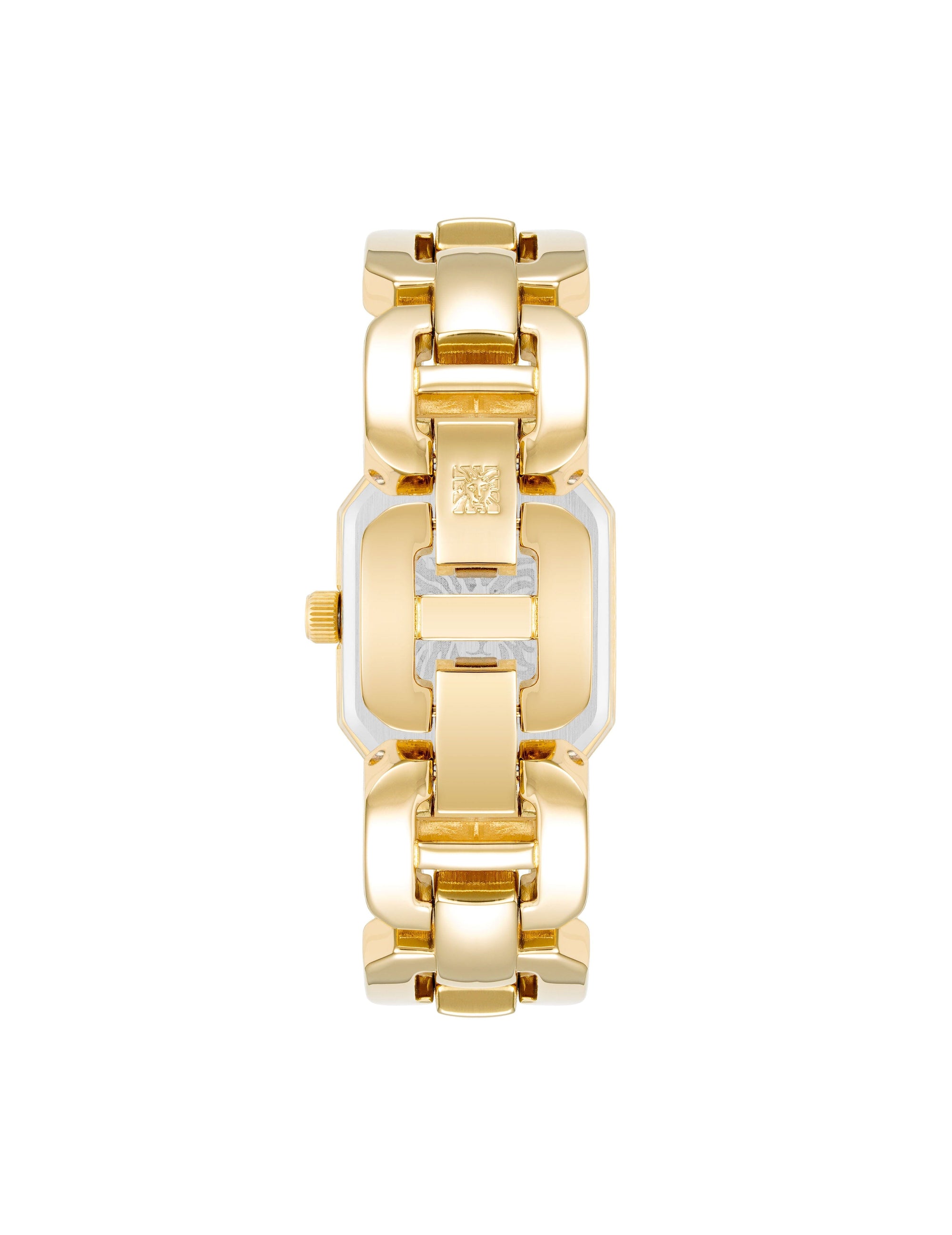 Anne Klein Black/Gold-Tone Octagonal Link Bracelet Watch