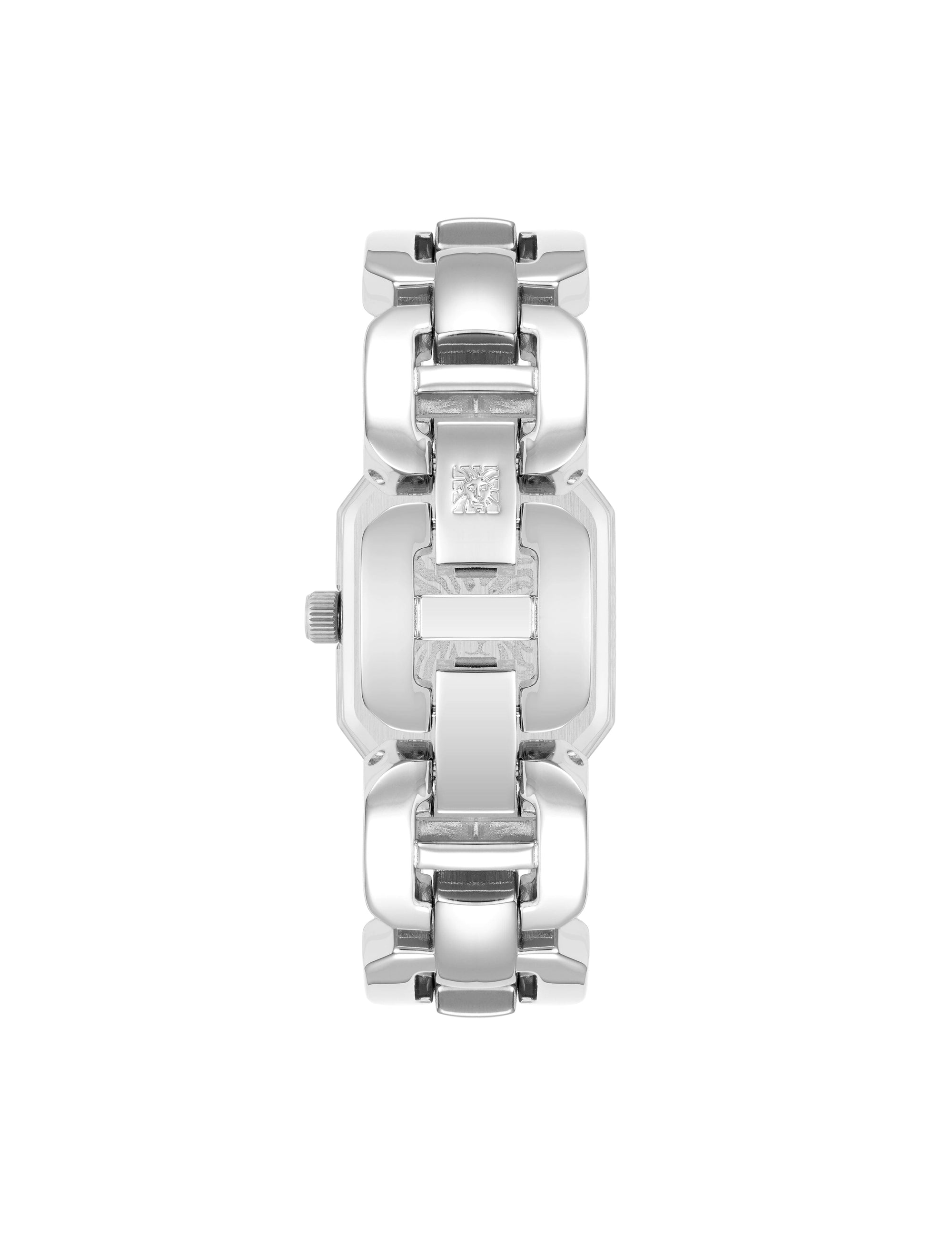 Anne Klein White/Silver-Tone Octagonal Link Bracelet Watch