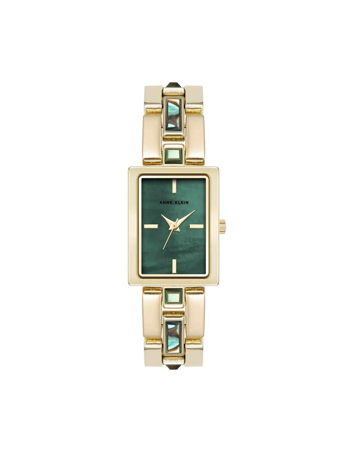 Anne Klein Abalone/Gold-Tone Gemstone Accented Bracelet Watch