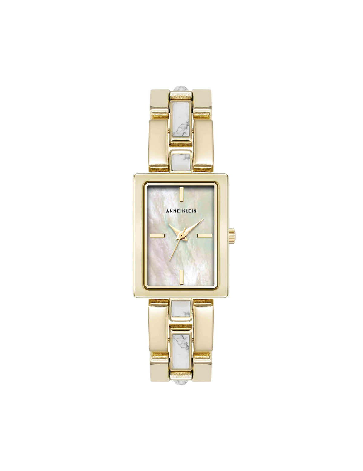 Anne Klein White Howlite/Gold-Tone Gemstone Accented Bracelet Watch