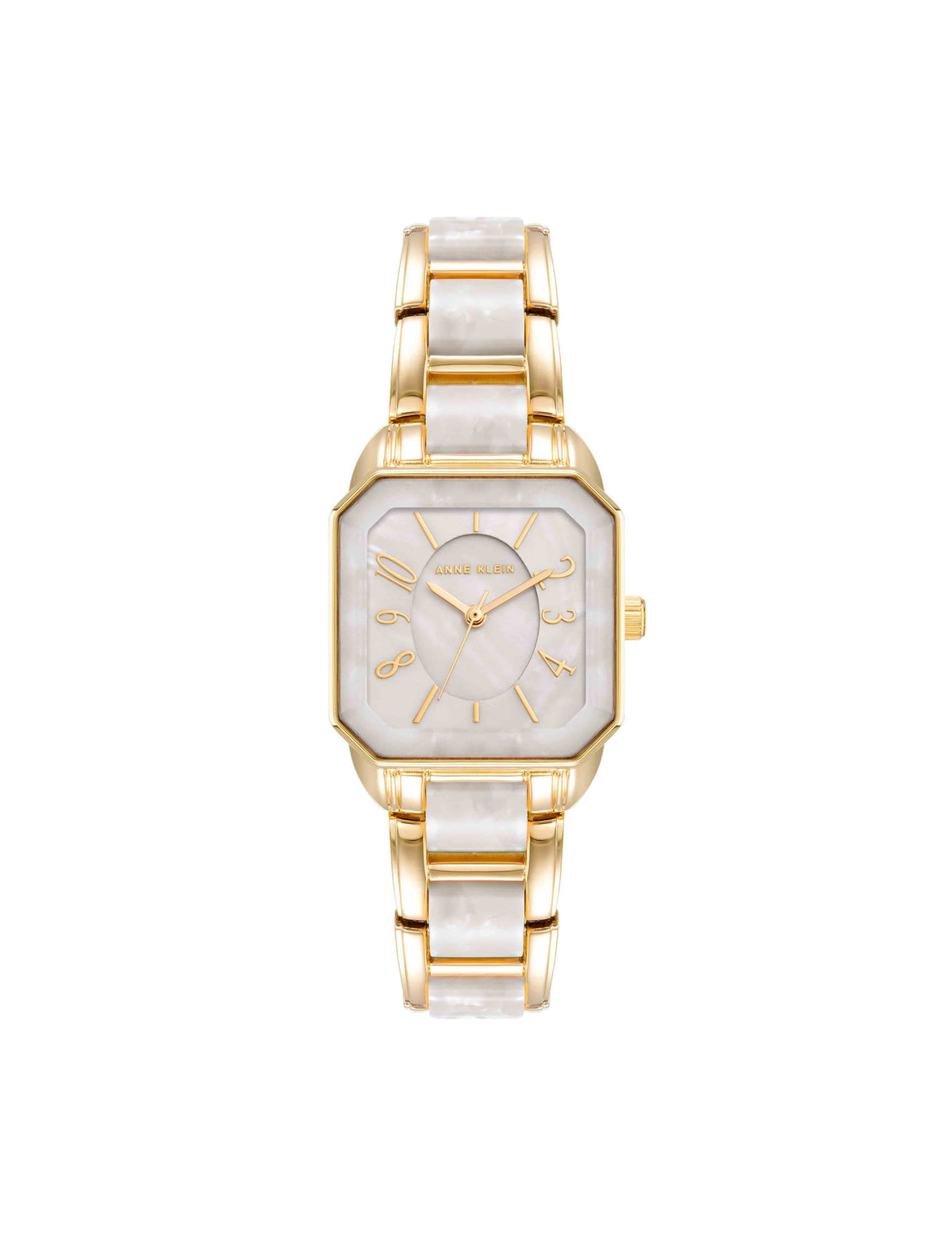 Anne Klein Gold-Tone/ White Octagonal Resin Bracelet Watch