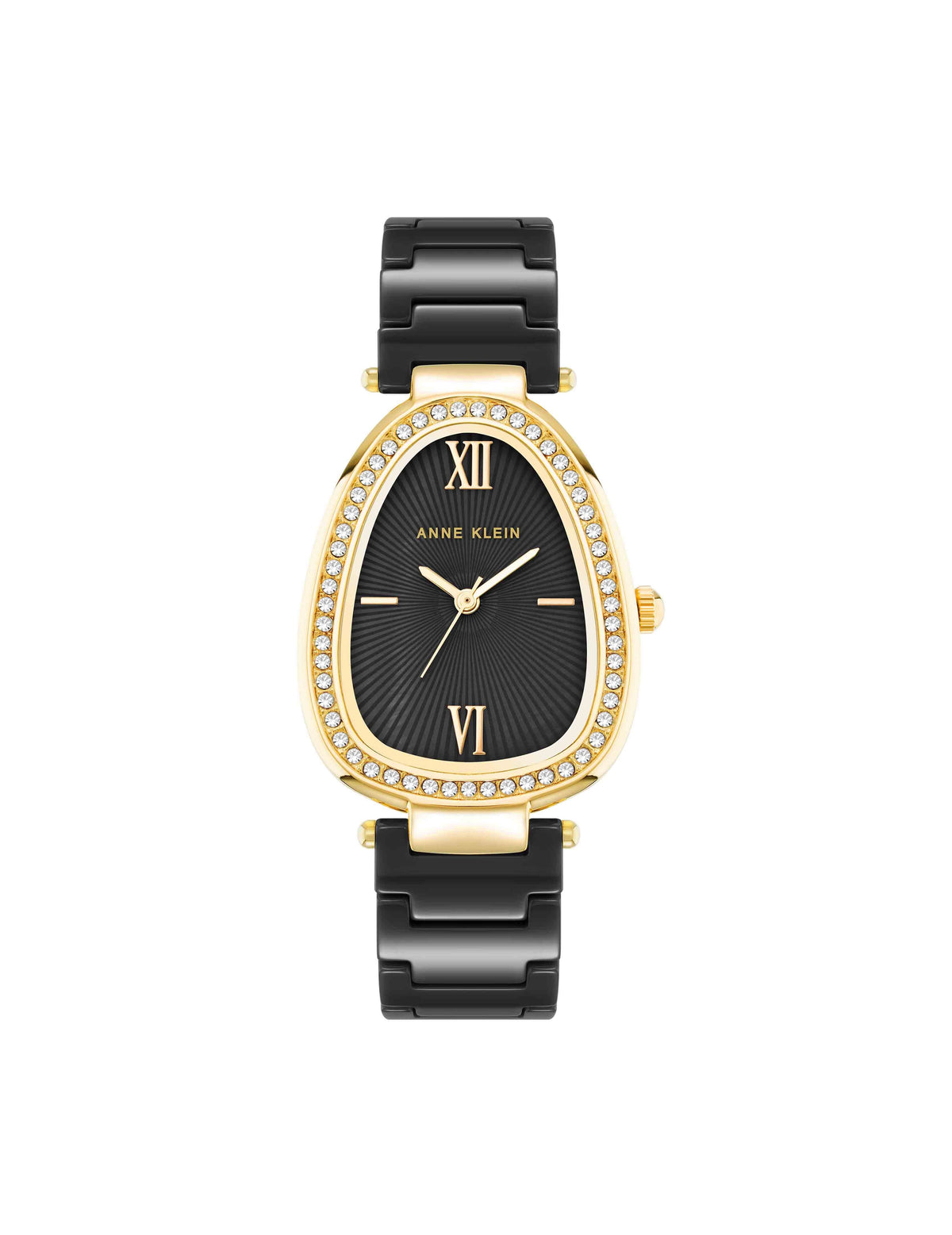 Anne Klein Gold-Tone/Black Estate Ceramic Bracelet Watch