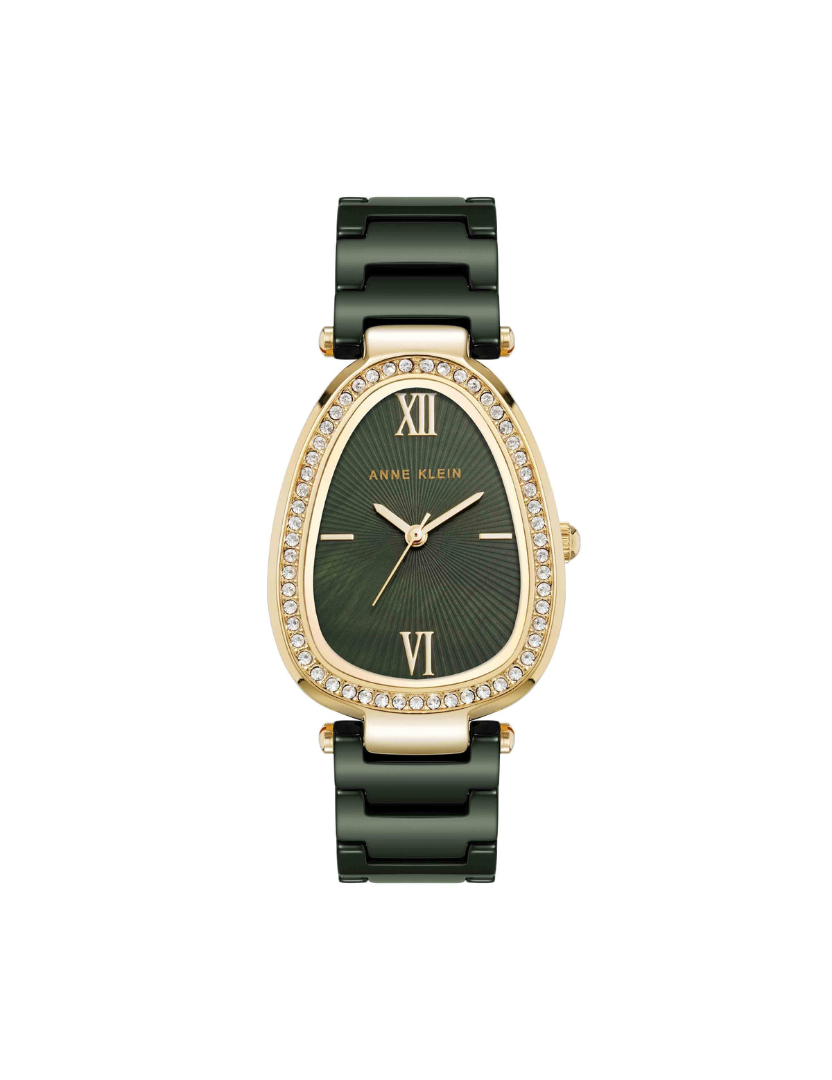 Anne Klein Green/Gold-Tone Estate Ceramic Bracelet Watch