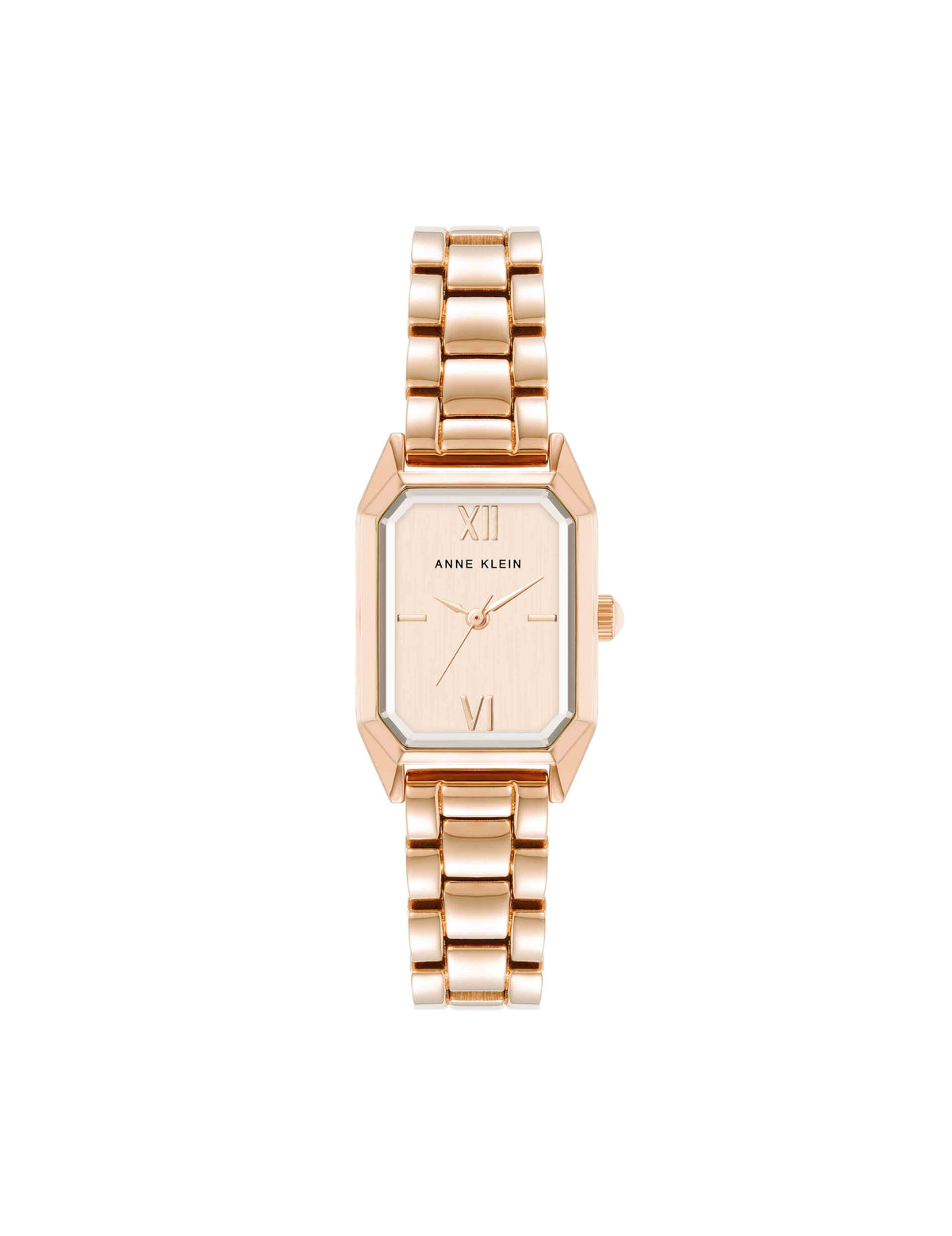 Anne Klein Rose Gold-Tone Petite Octagonal Shaped Metal Bracelet Watch