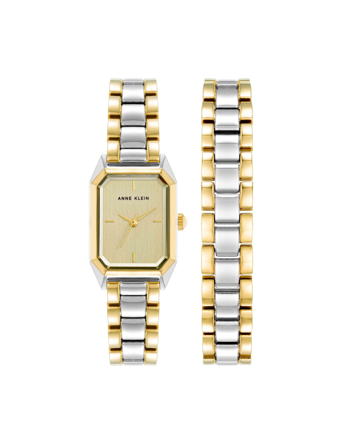 Anne Klein Two-Tone Octagonal Watch and Bracelet Set