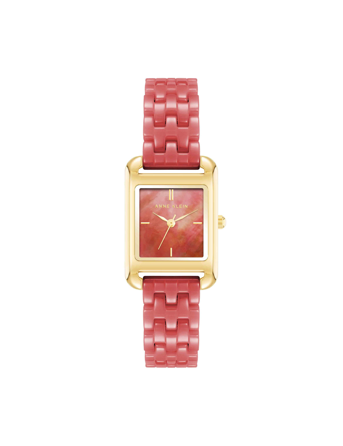 Anne Klein Gold-Tone/Red Legacy Ceramic Bracelet Watch