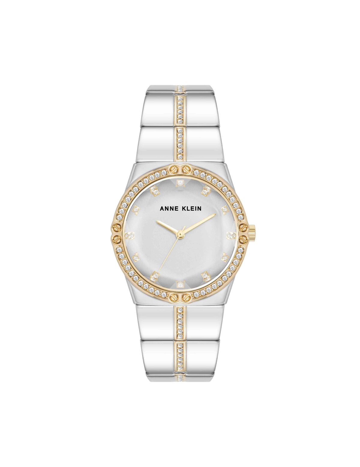 Anne Klein Two-Tone Faceted Crystal Bezel Watch