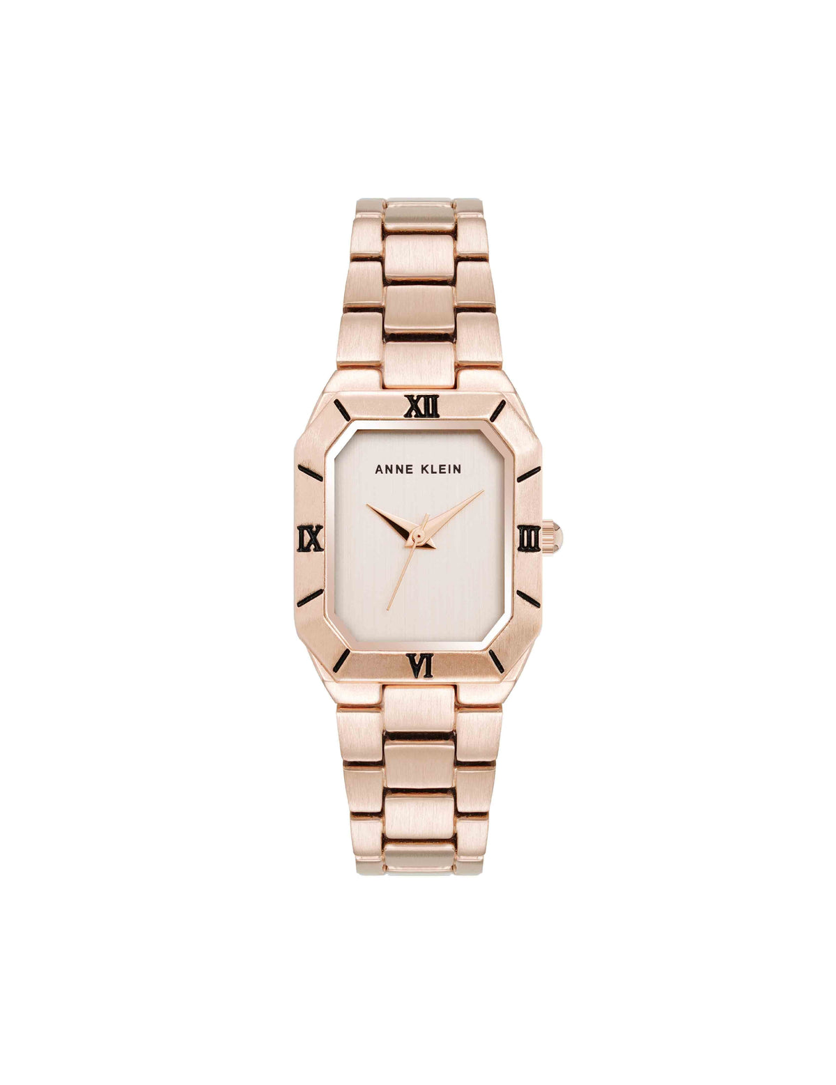 Anne Klein Rose Gold-Tone Roman Numeral Bezel Watch