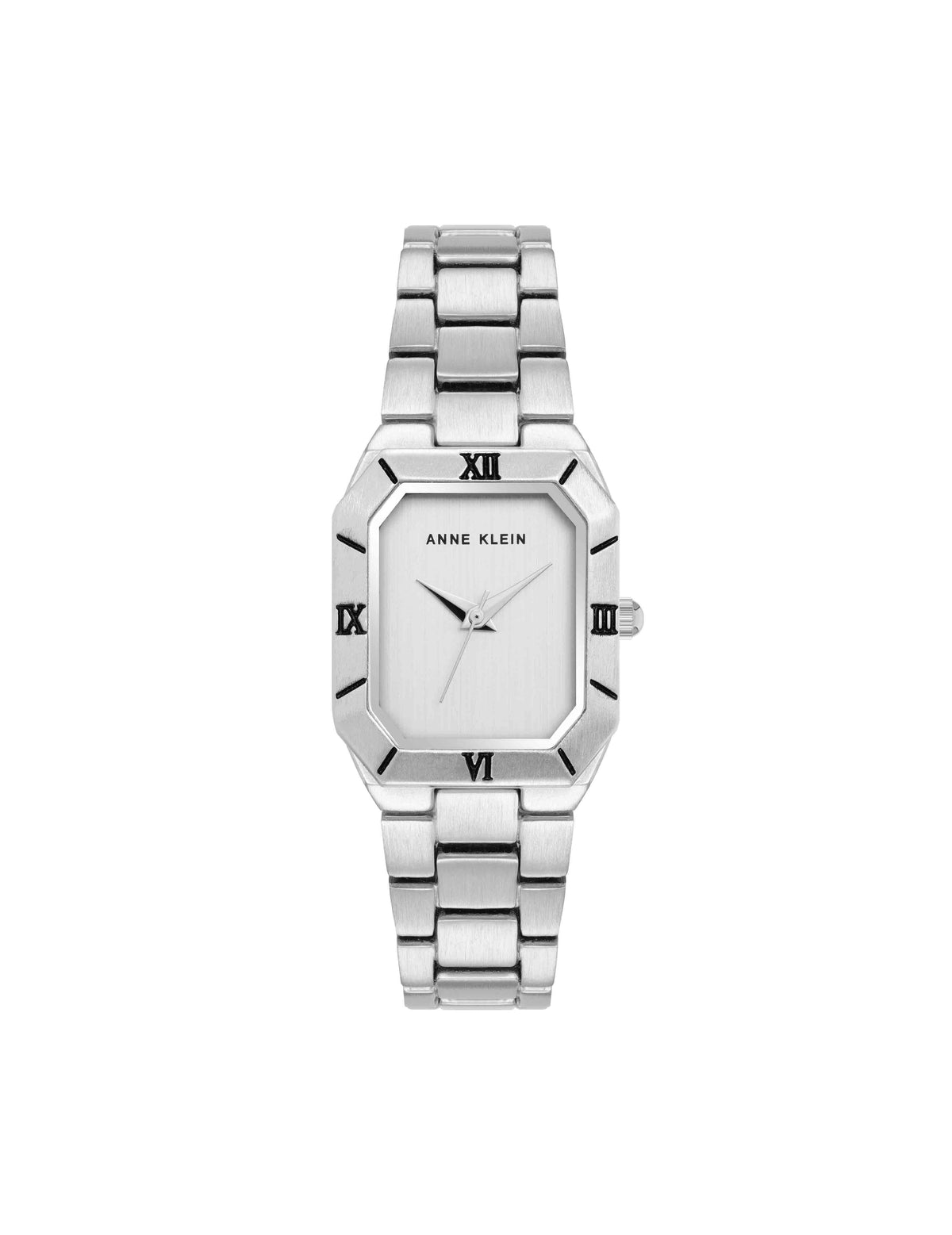 Anne Klein Silver-Tone Roman Numeral Bezel Watch