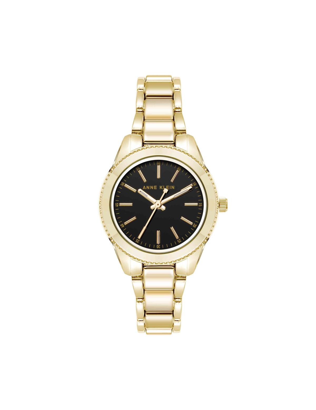 Anne Klein Black/Gold-Tone Minimalist Contemporary Watch