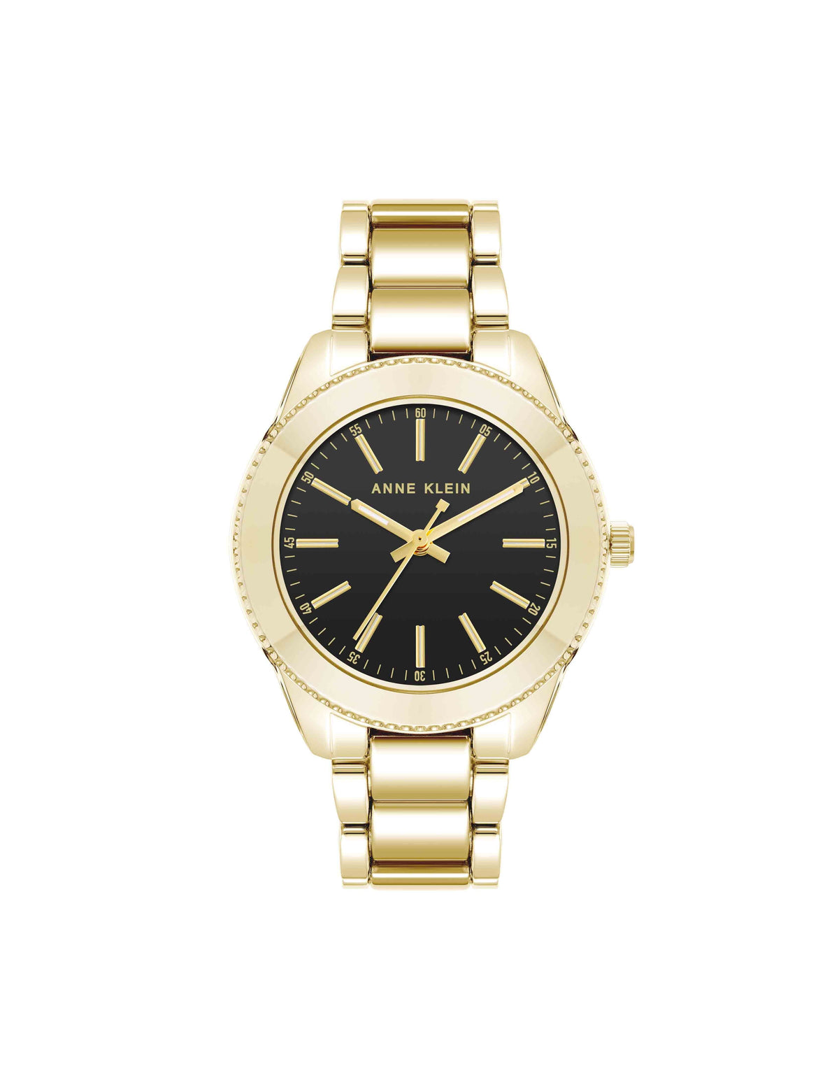 Anne Klein Black/Gold-Tone Minimalist Contemporary Boyfriend Watch