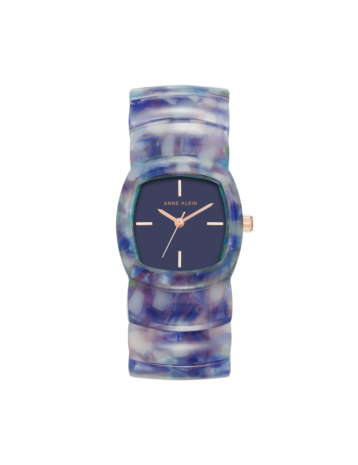 Anne Klein Rose Gold-Tone/Blue Marbleized Acetate Expansion Band Watch
