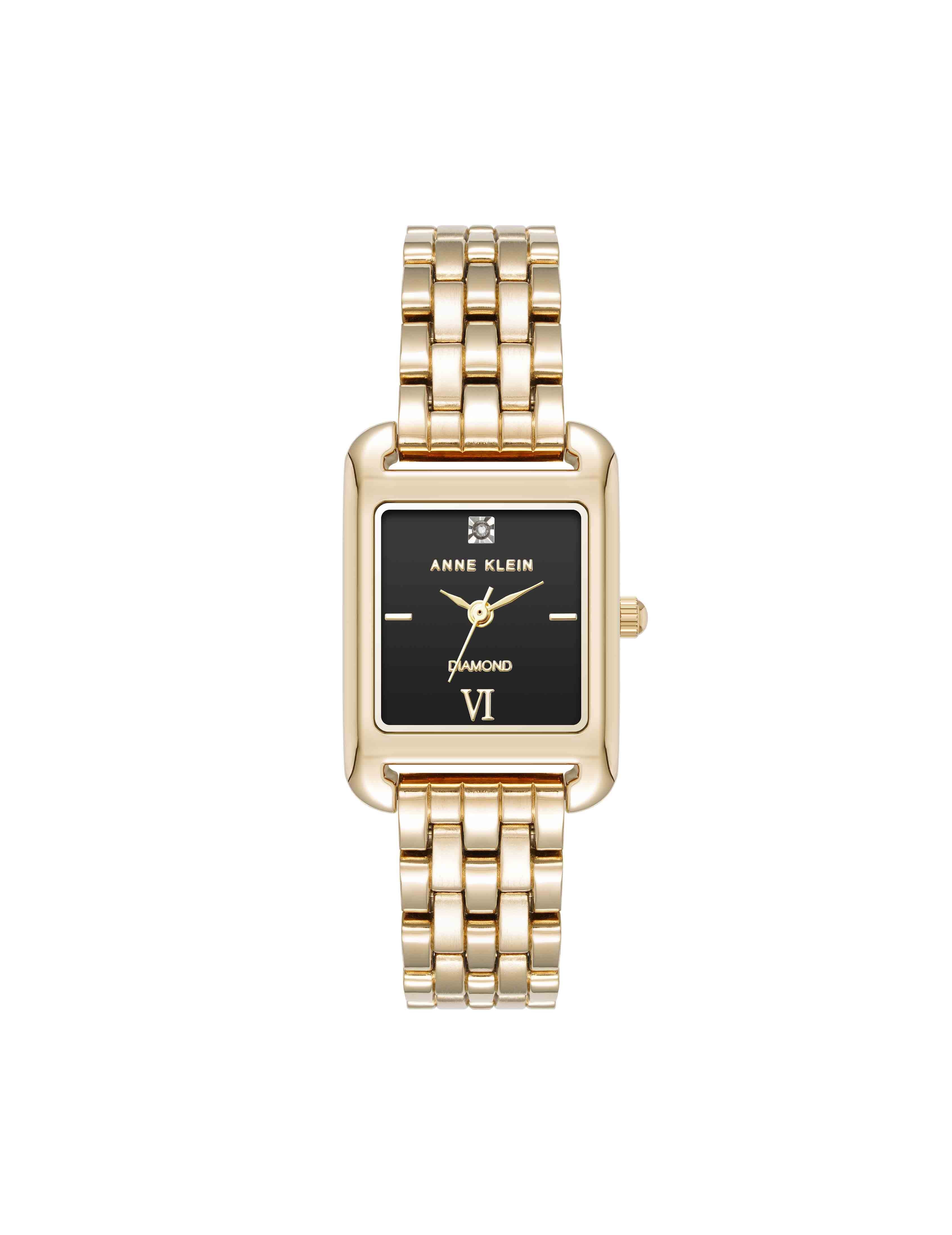 Anne klein womens goldtone diamond dial watch best sale