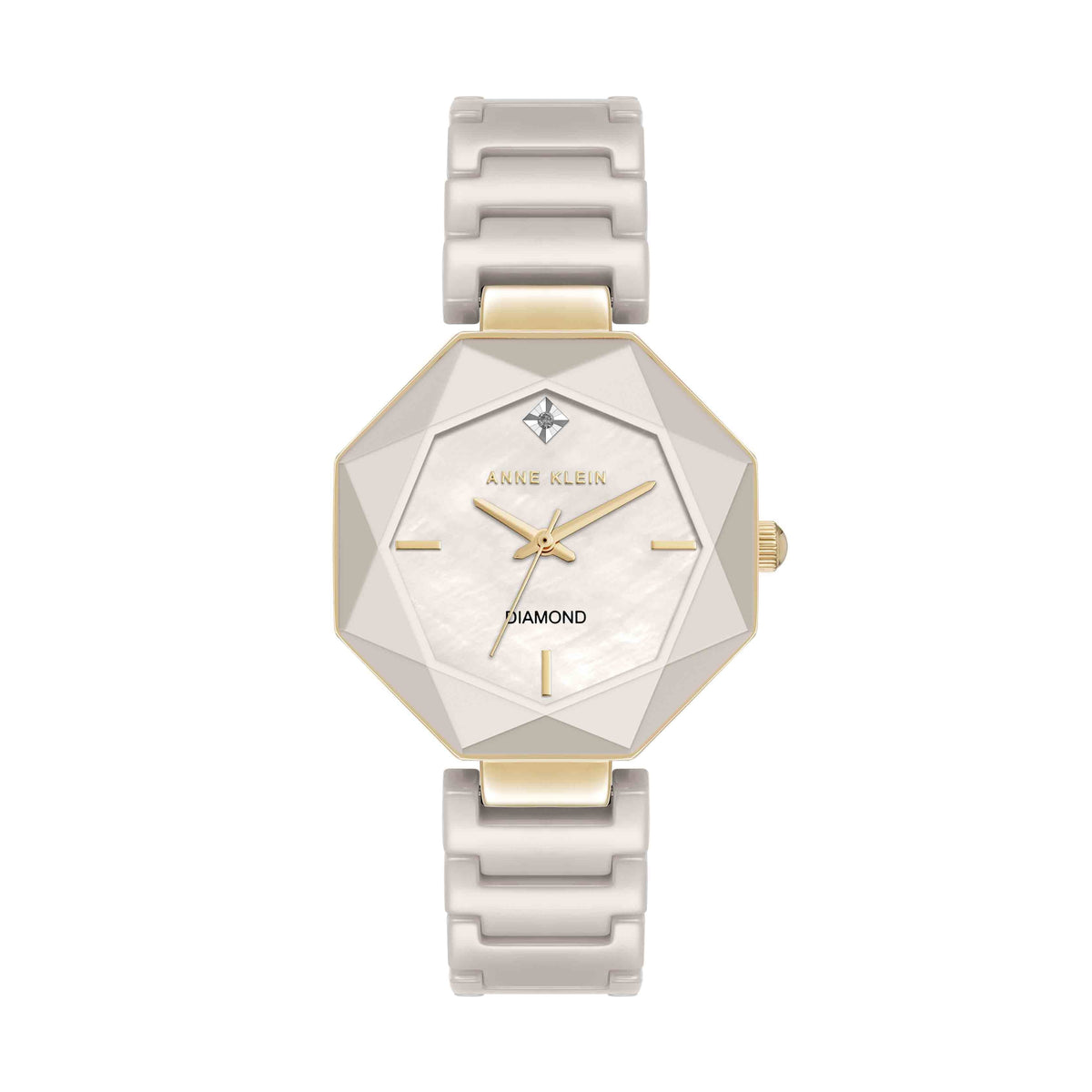Octagonal Ceramic Diamond Dial Bracelet Watch Anne Klein