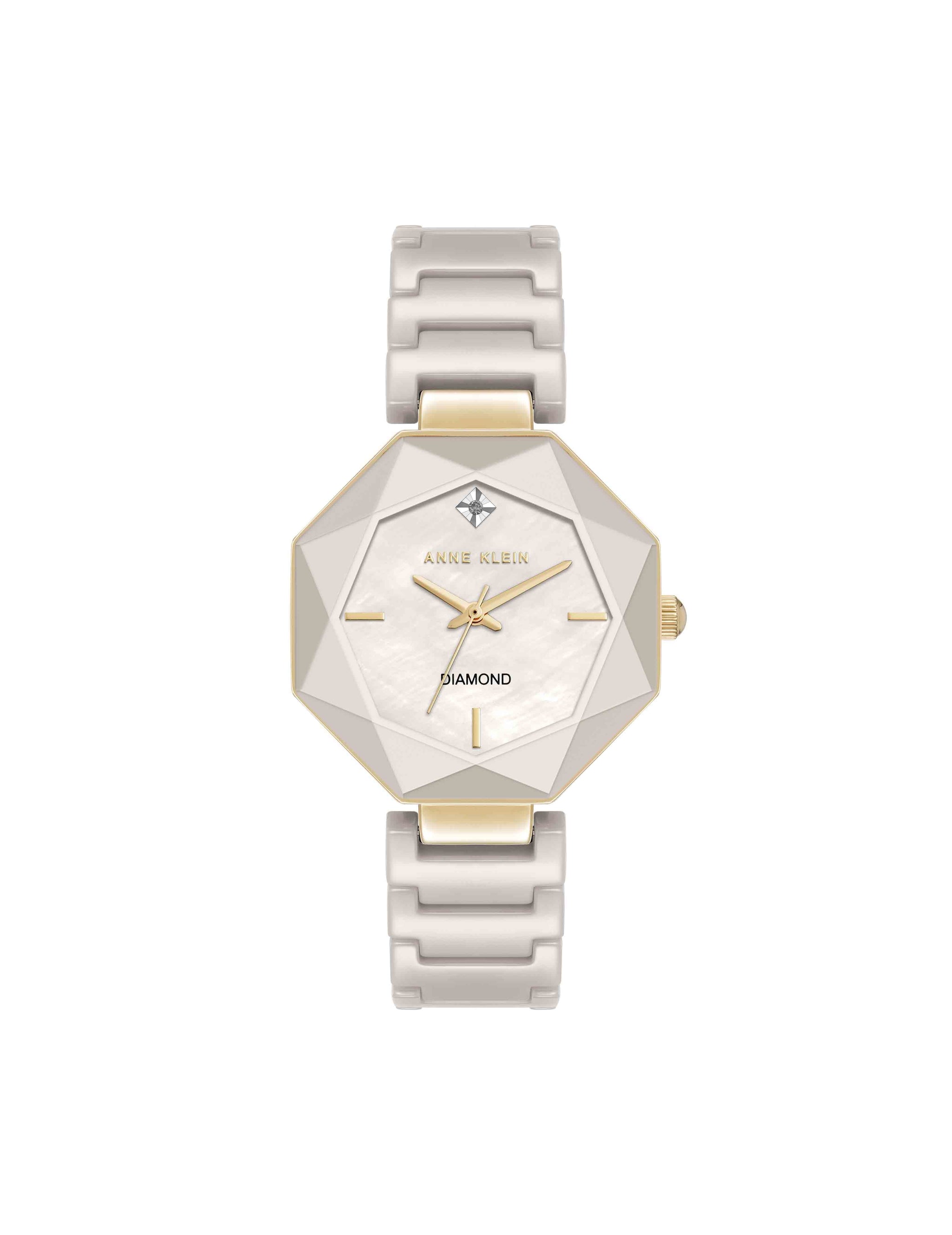 Octagonal Ceramic Diamond Dial Bracelet Watch Anne Klein