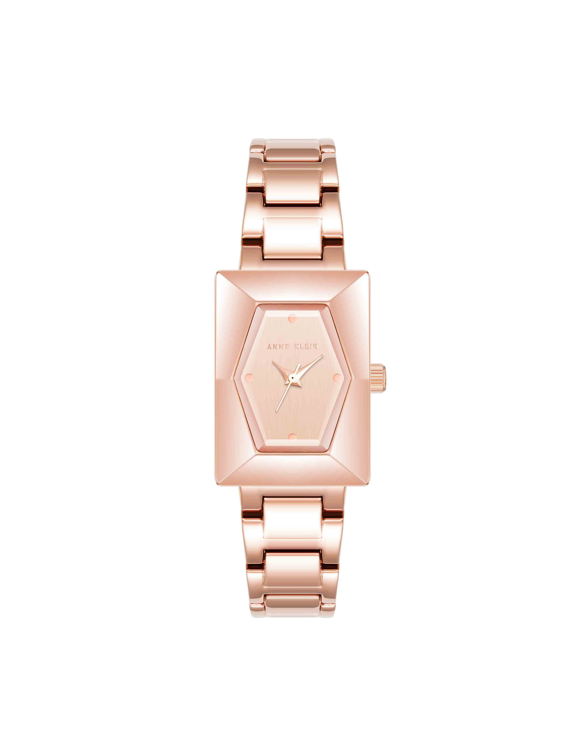 Anne Klein Rose Gold-Tone Faceted Case Bracelet Watch