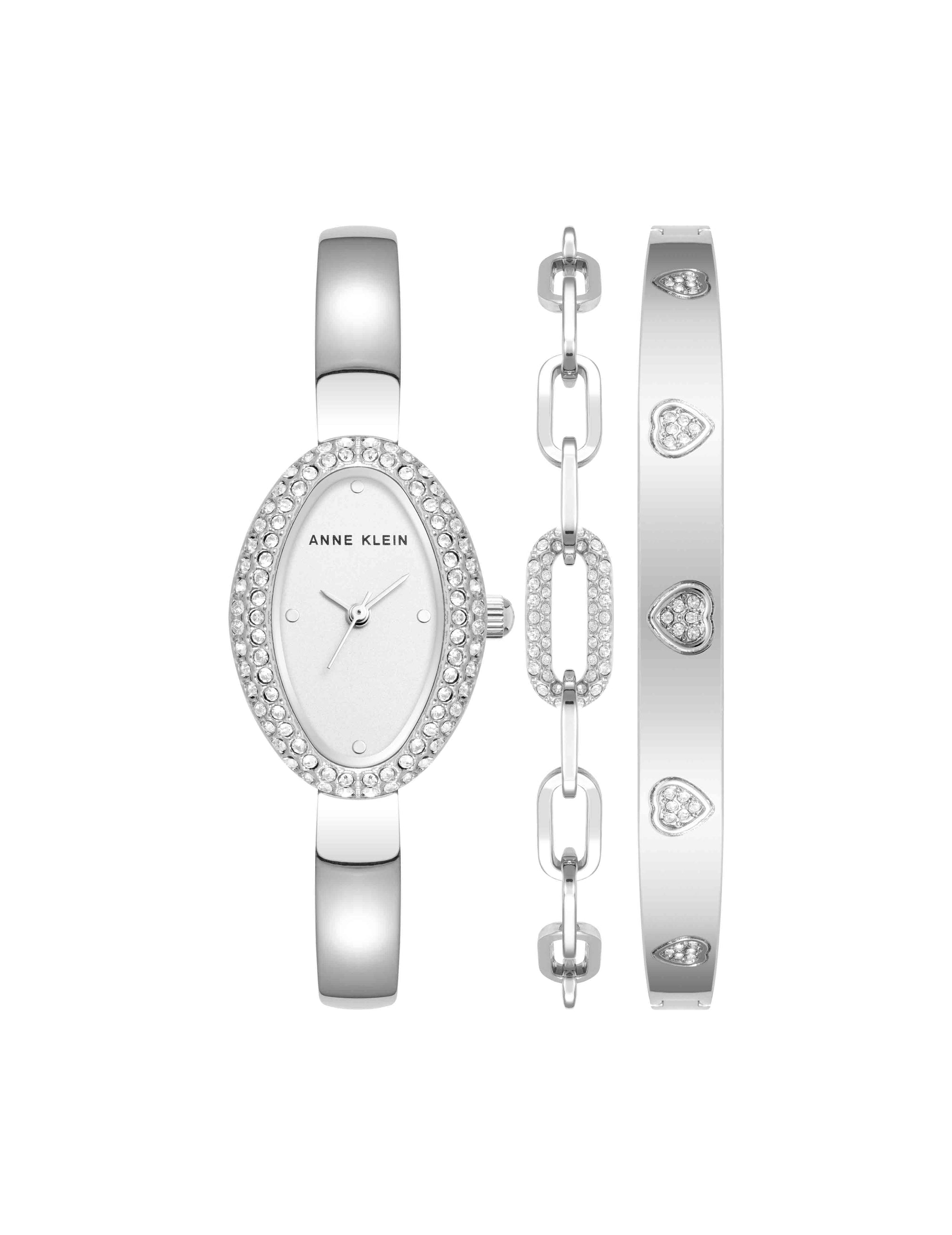 Anne Klein Silver-Tone Devoted Watch And Bracelet Set