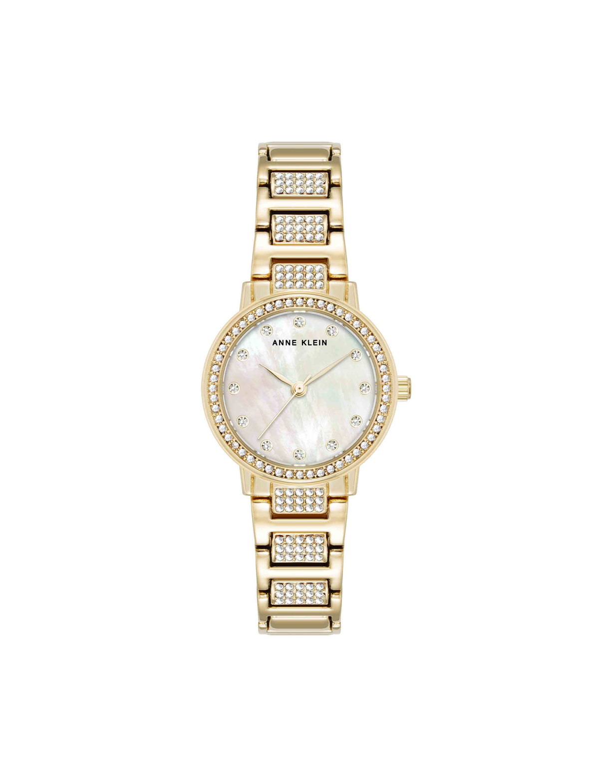 Anne Klein Gold-Tone Crystal Embellished Bracelet Watch