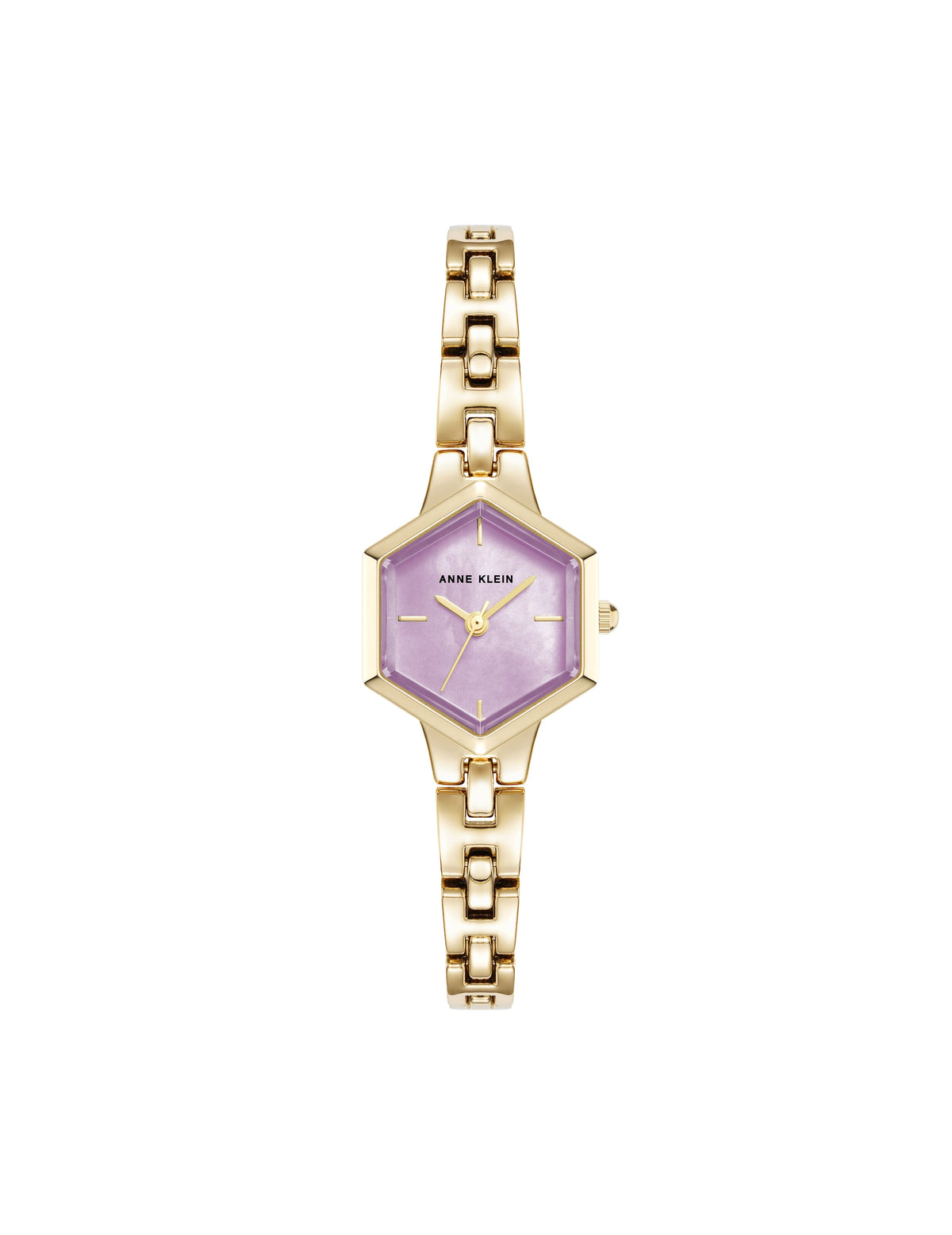 Anne Klein Gold-Tone/Lavender Hexagonal Bracelet Watch