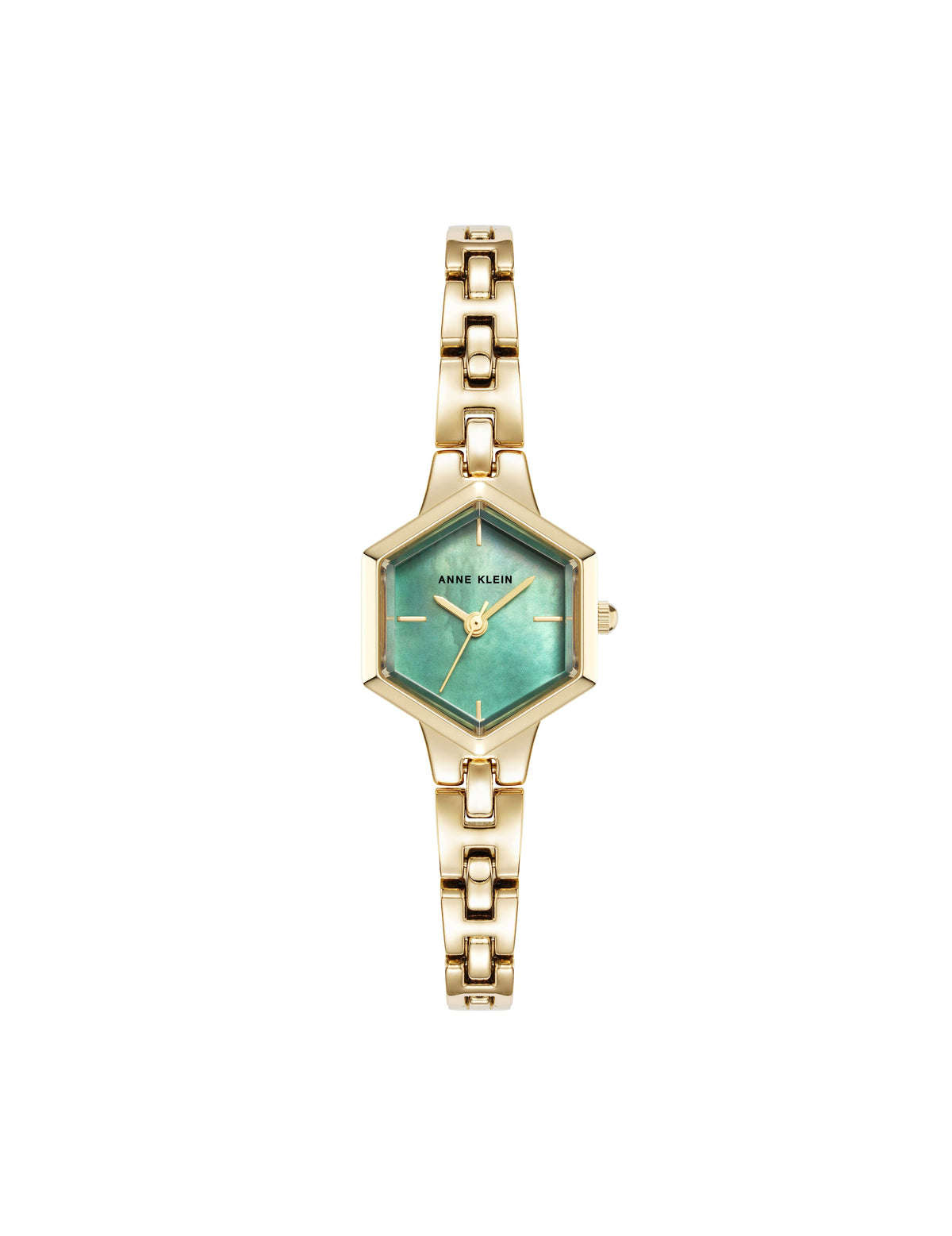 Anne Klein Gold-Tone/Green Hexagonal Bracelet Watch