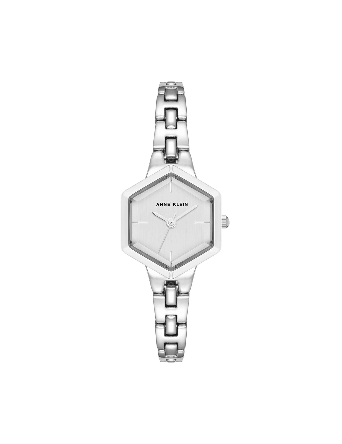 Anne Klein Silver-Tone Petite Hexagonal Bracelet Watch