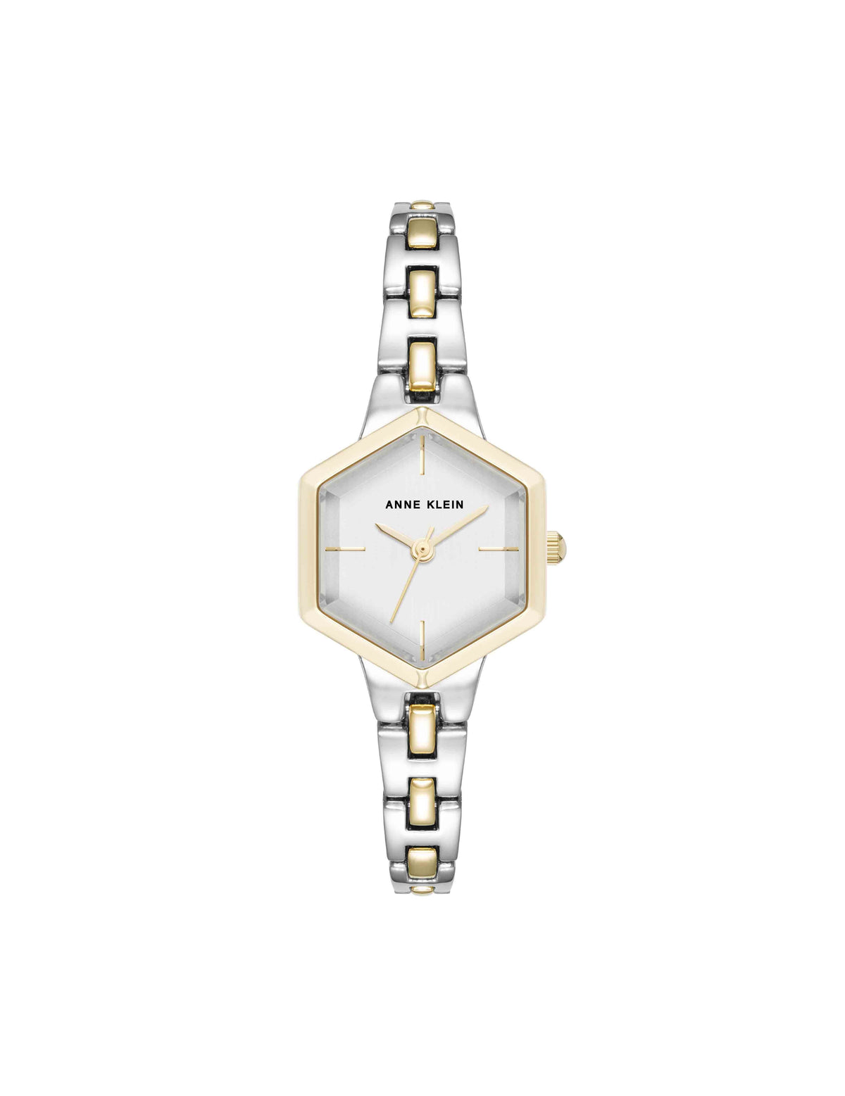 Anne Klein Silver-Tone/Gold-Tone Petite Hexagonal Bracelet Watch