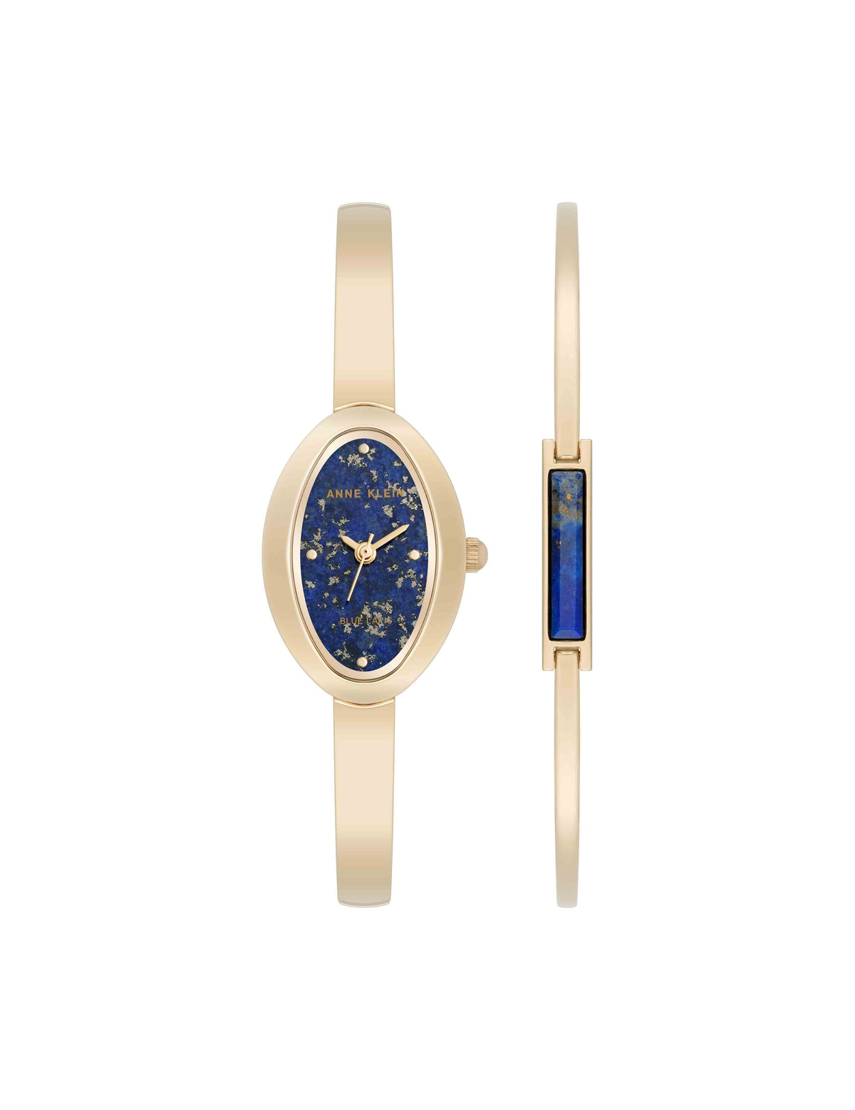 Anne Klein Lapis Oval Gemstone Bangle Watch Set