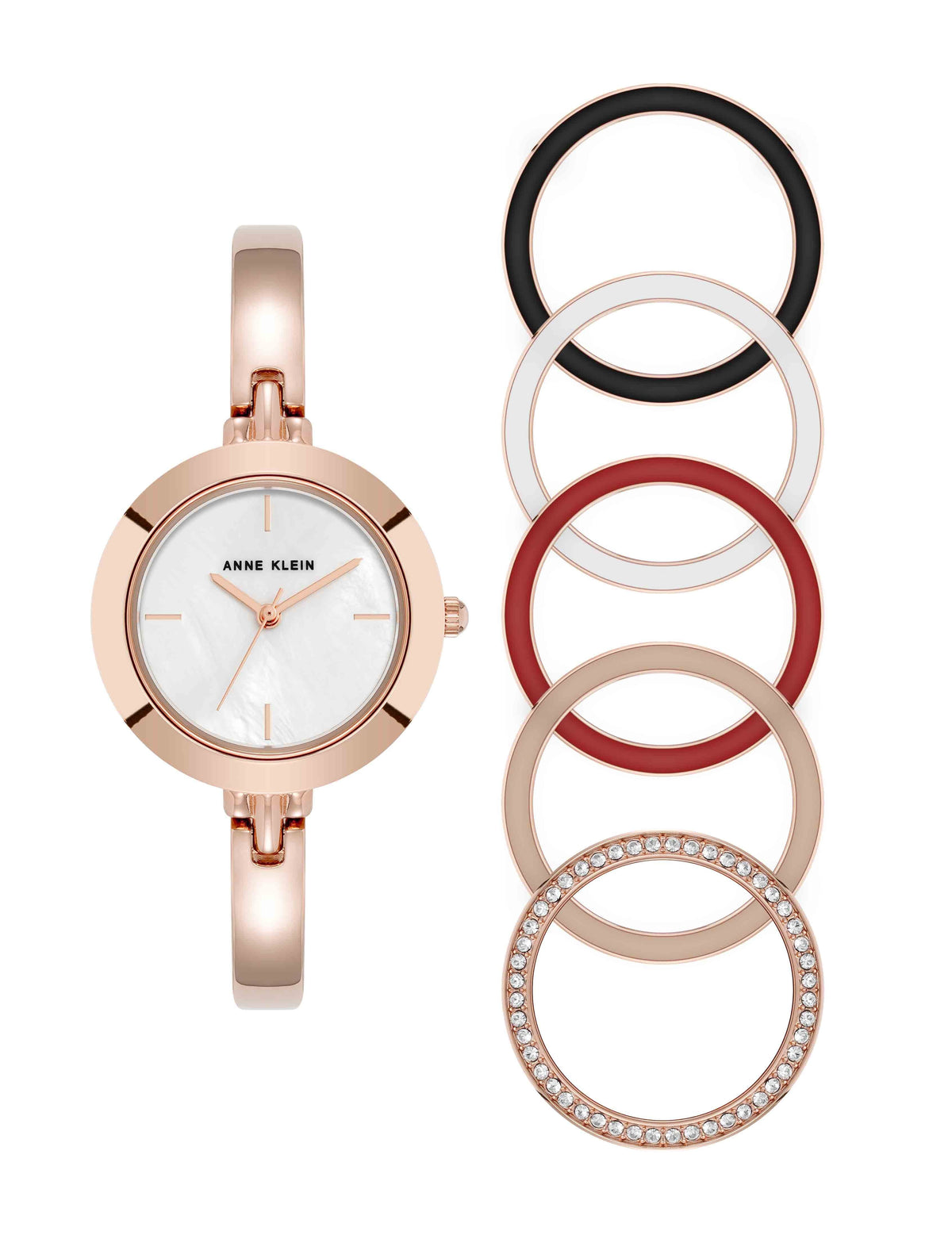 Anne Klein Rose Gold-Tone Interchangeable Bezel Watch Set