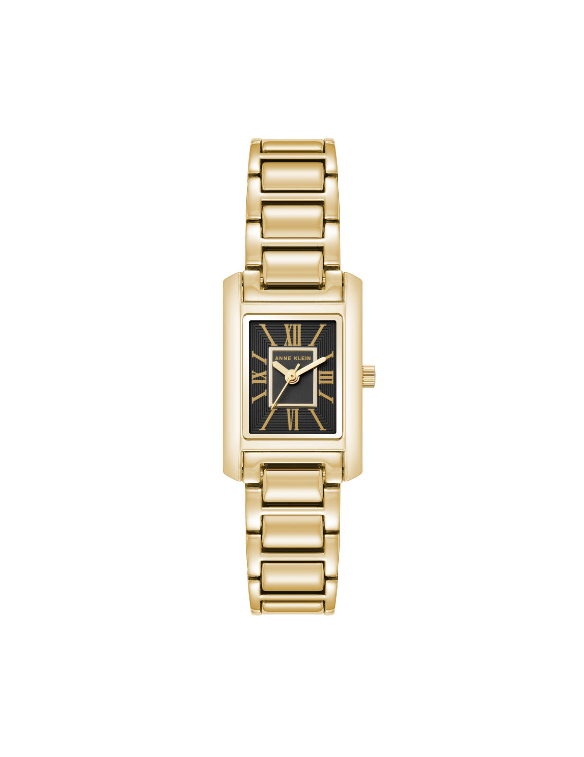 Anne Klein Gold-Tone/Black Classic Rectangular Roman Numeral Watch