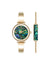 Anne Klein Abalone/Gold-Tone Round Gemstone Bangle Watch Set