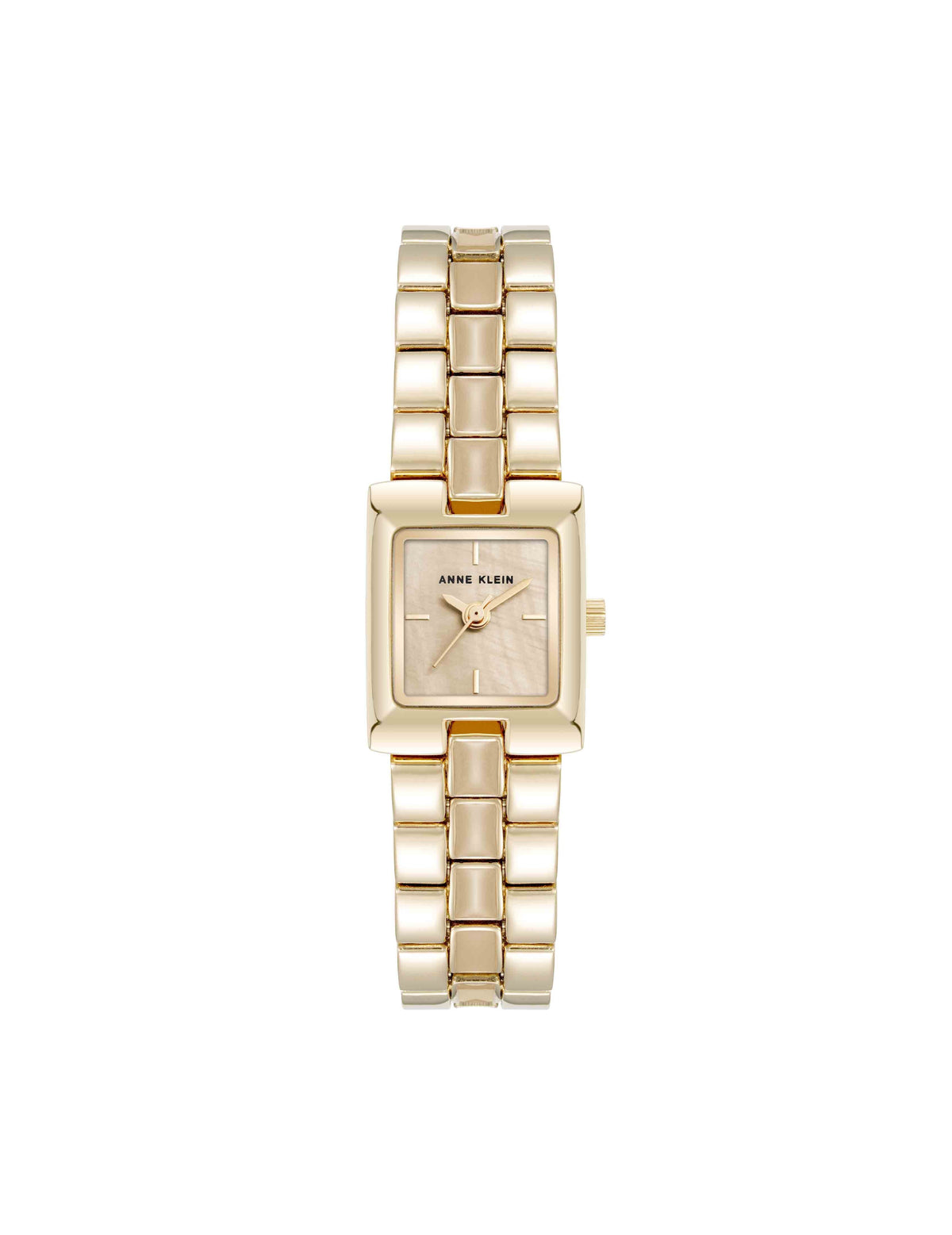 Anne Klein Taupe/Gold-Tone Petite Enamel Center Link Bracelet Watch