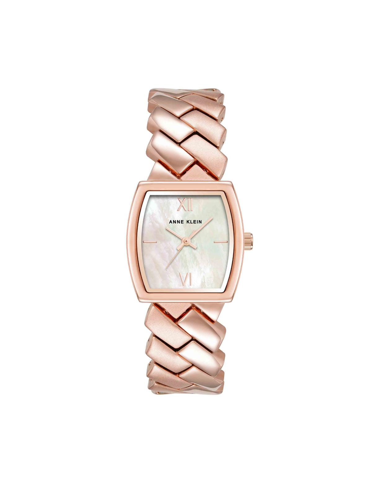 Anne Klein Rose Gold-Tone Herringbone Bracelet Watch