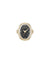 Anne Klein Black Sandstone/Gold-Tone Oval Gemstone Ring Watch