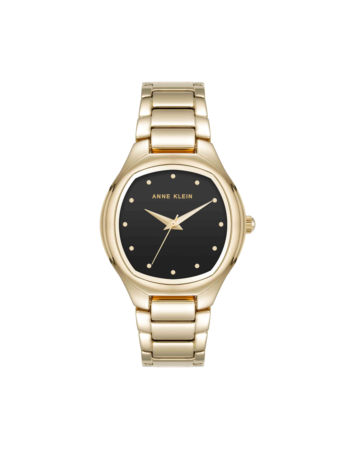 Anne Klein Black/Gold-Tone Everyday Cushion Metal Bracelet Watch