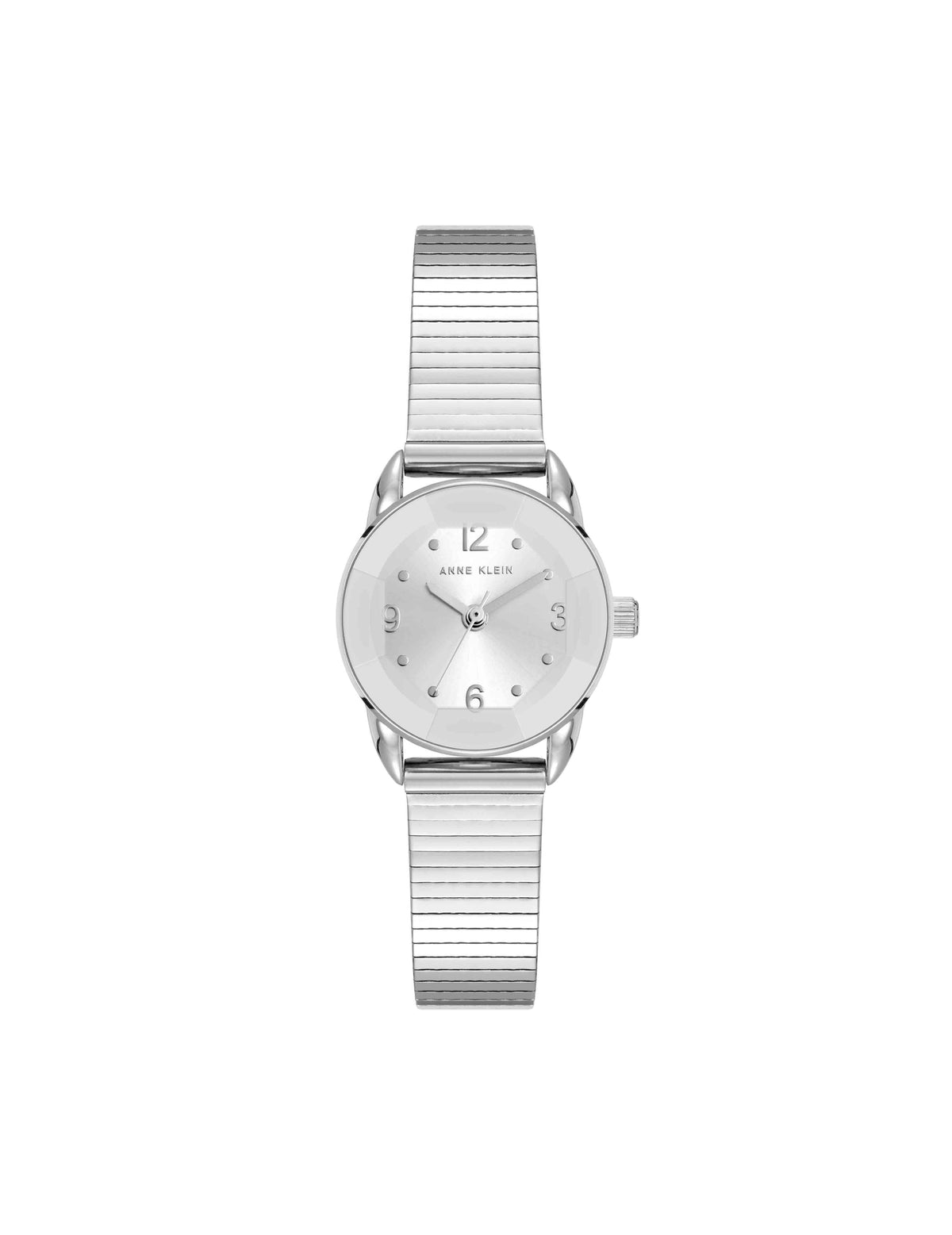 Anne Klein Silver-Tone Faceted Crystal Lens Watch