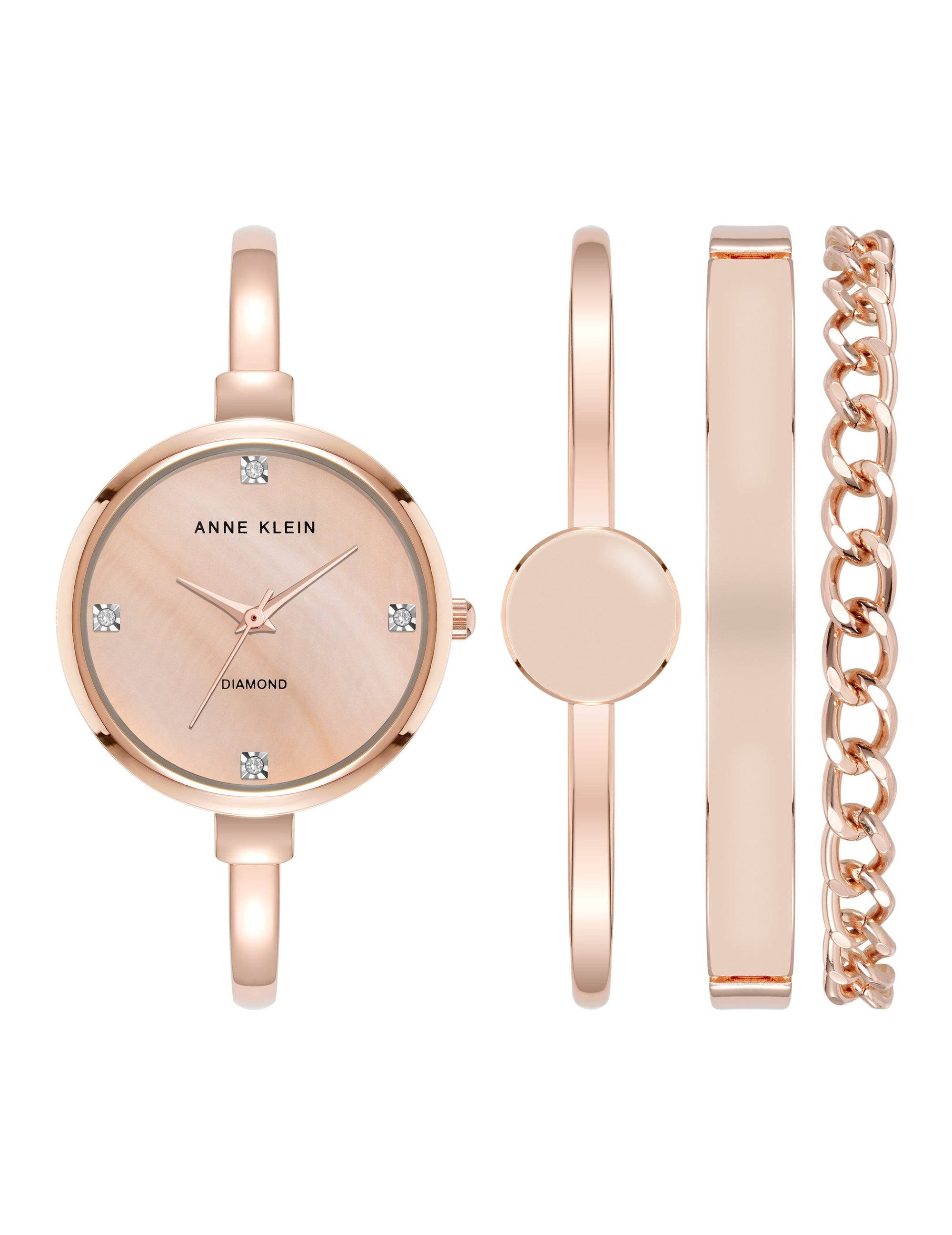 Genuine Diamond Accented Bangle Watch and Bracelet Set Apparel & Accessories Egluck