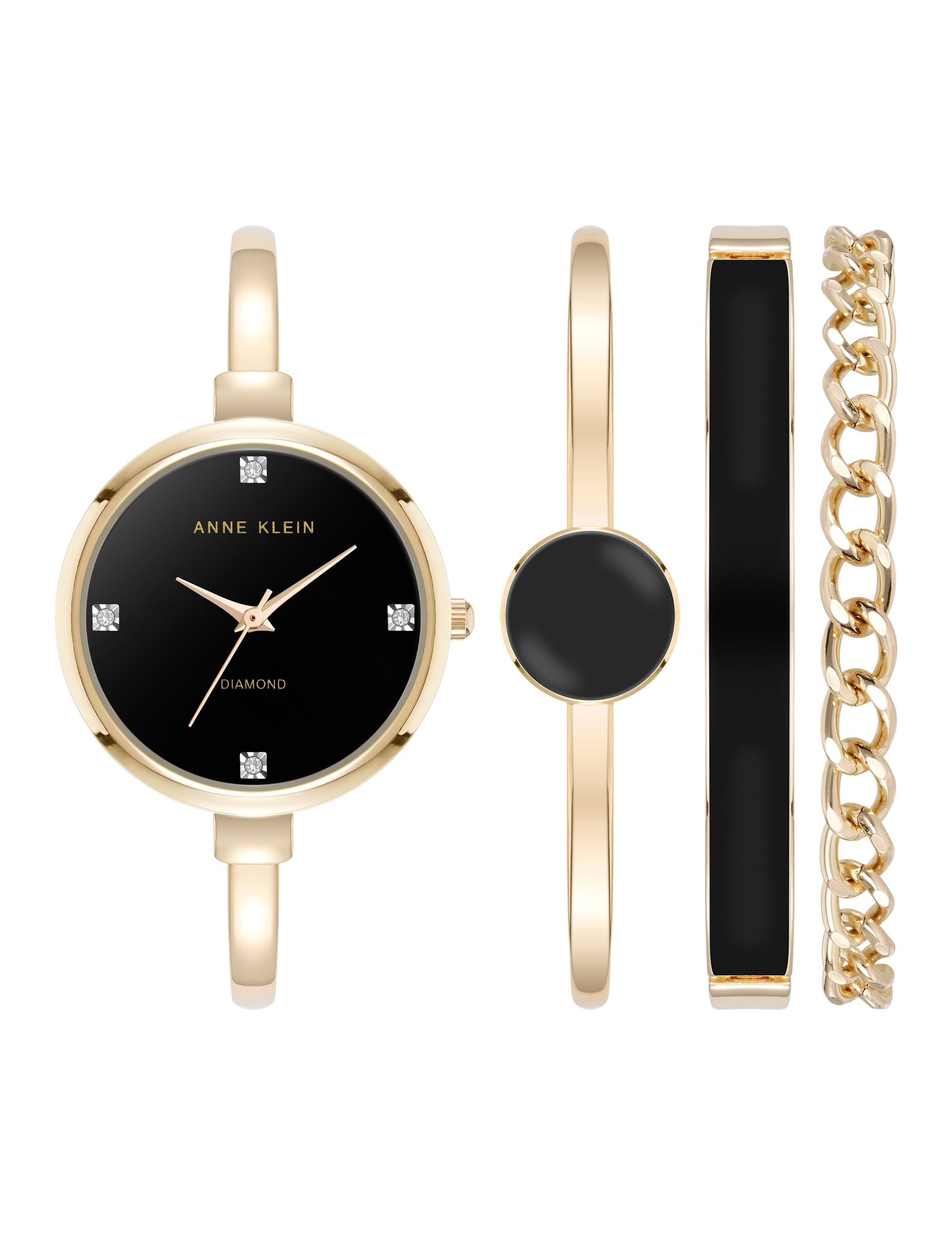 Genuine Diamond Accented Bangle Watch and Bracelet Set Apparel & Accessories Egluck