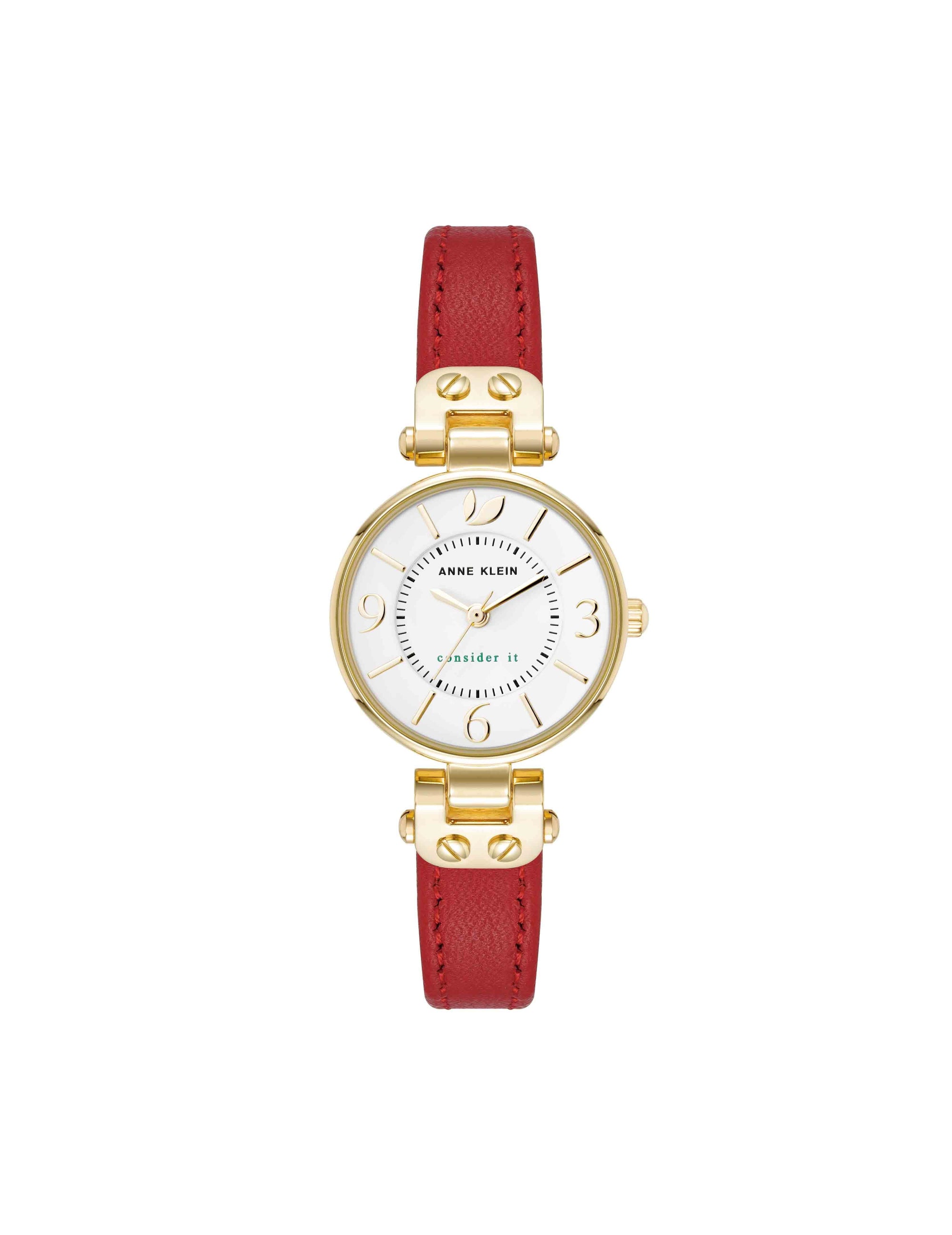 Gold Watch Red Strap Classic Gold Maroon Dial Metal Strap Watch