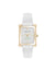 Anne Klein Gold-Tone/White Consider It Rectangular Leather Band Watch