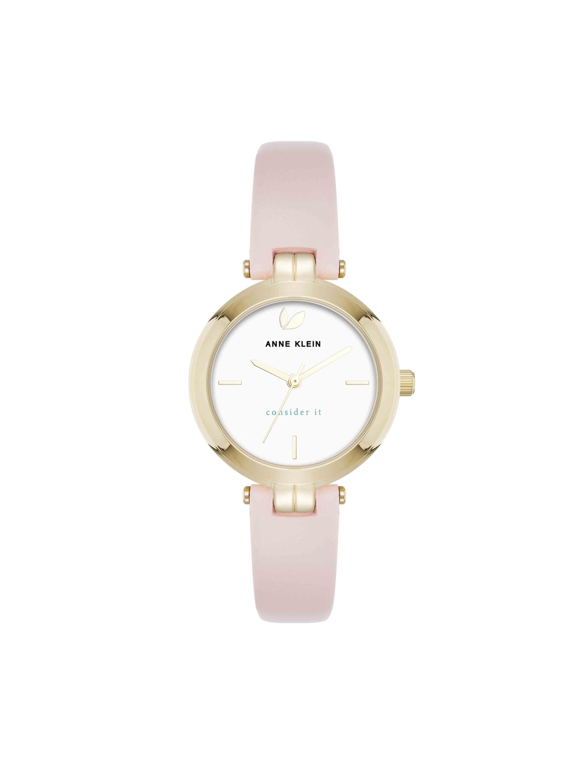 Anne Klein Blush/Gold-Tone Consider It Round Sustainable Leather Band Watch