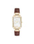 Anne Klein Gold-Tone/Brown Consider It Rectangular Case Leather Watch